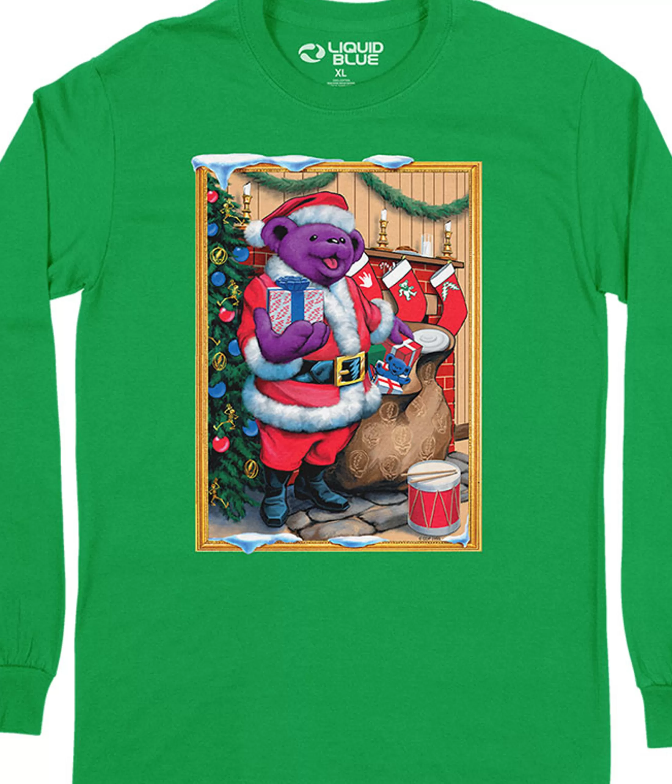 Long Sleeve | Santa Bear<Liquid Blue Santa Bear Long Sleeve T-Shirt