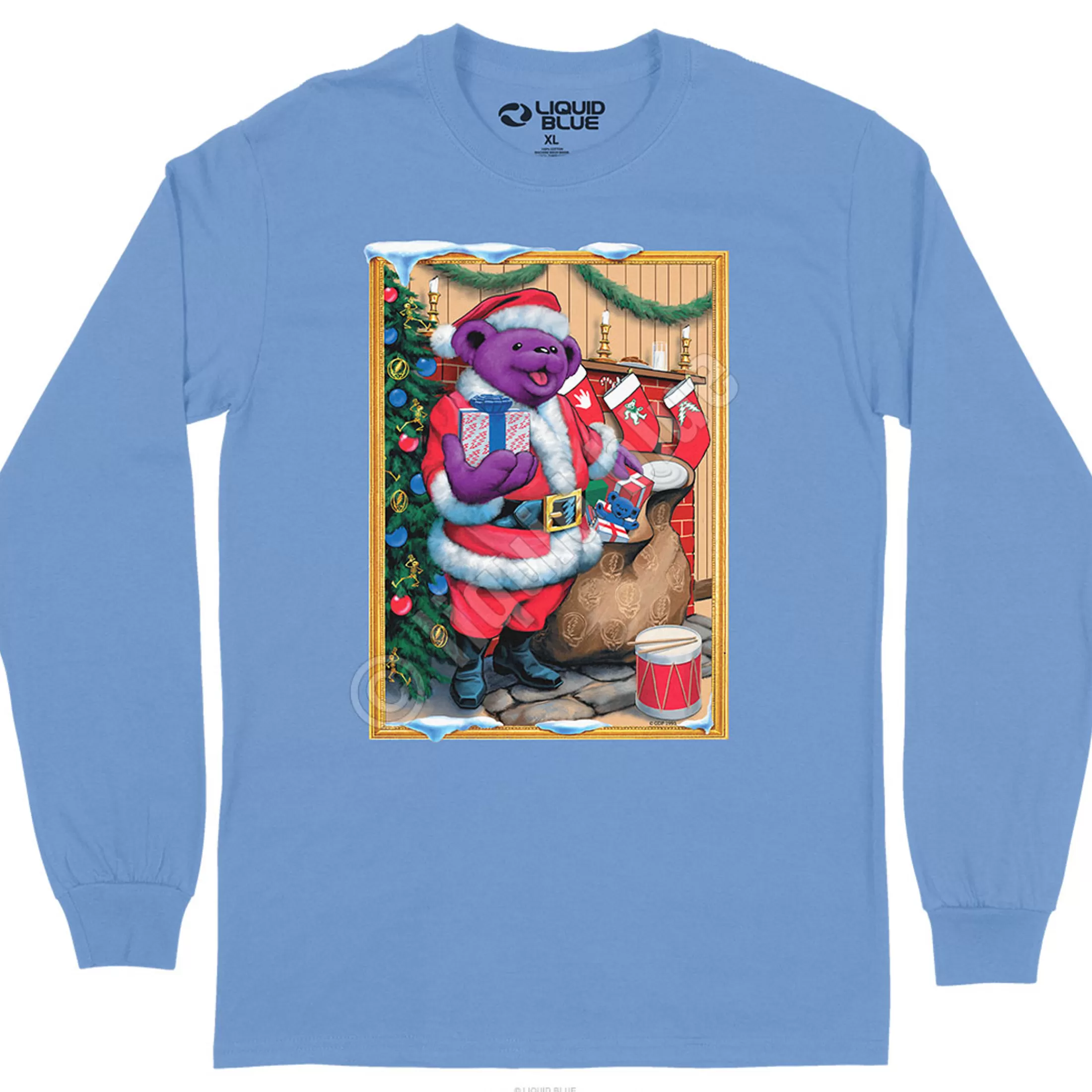 Long Sleeve | Santa Bear<Liquid Blue Santa Bear Long Sleeve T-Shirt