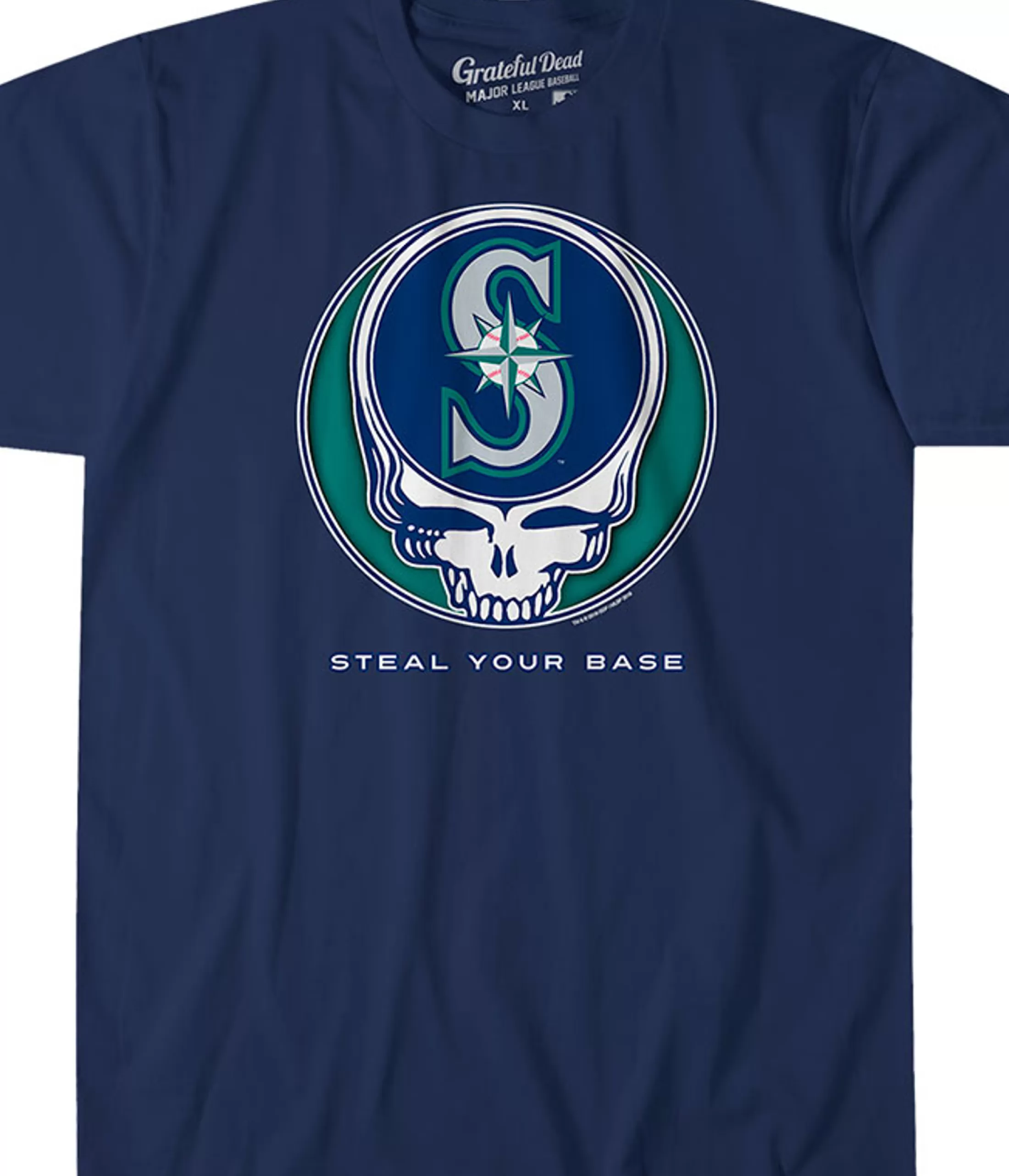 Athletic T-Shirt | Seattle Mariners<Liquid Blue Seattle Mariners Steal Your Base Navy Athletic T-Shirt