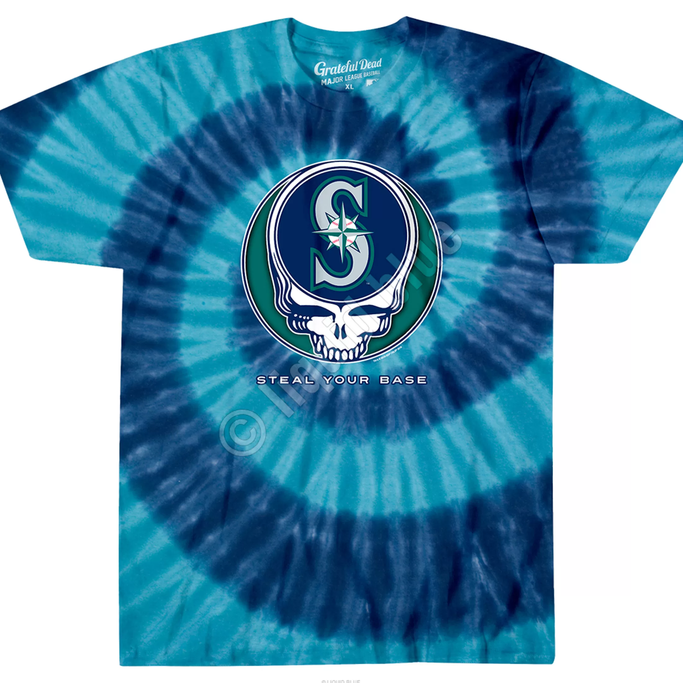 T-Shirt | Seattle Mariners<Liquid Blue Seattle Mariners Steal Your Base Tie-Dye T-Shirt