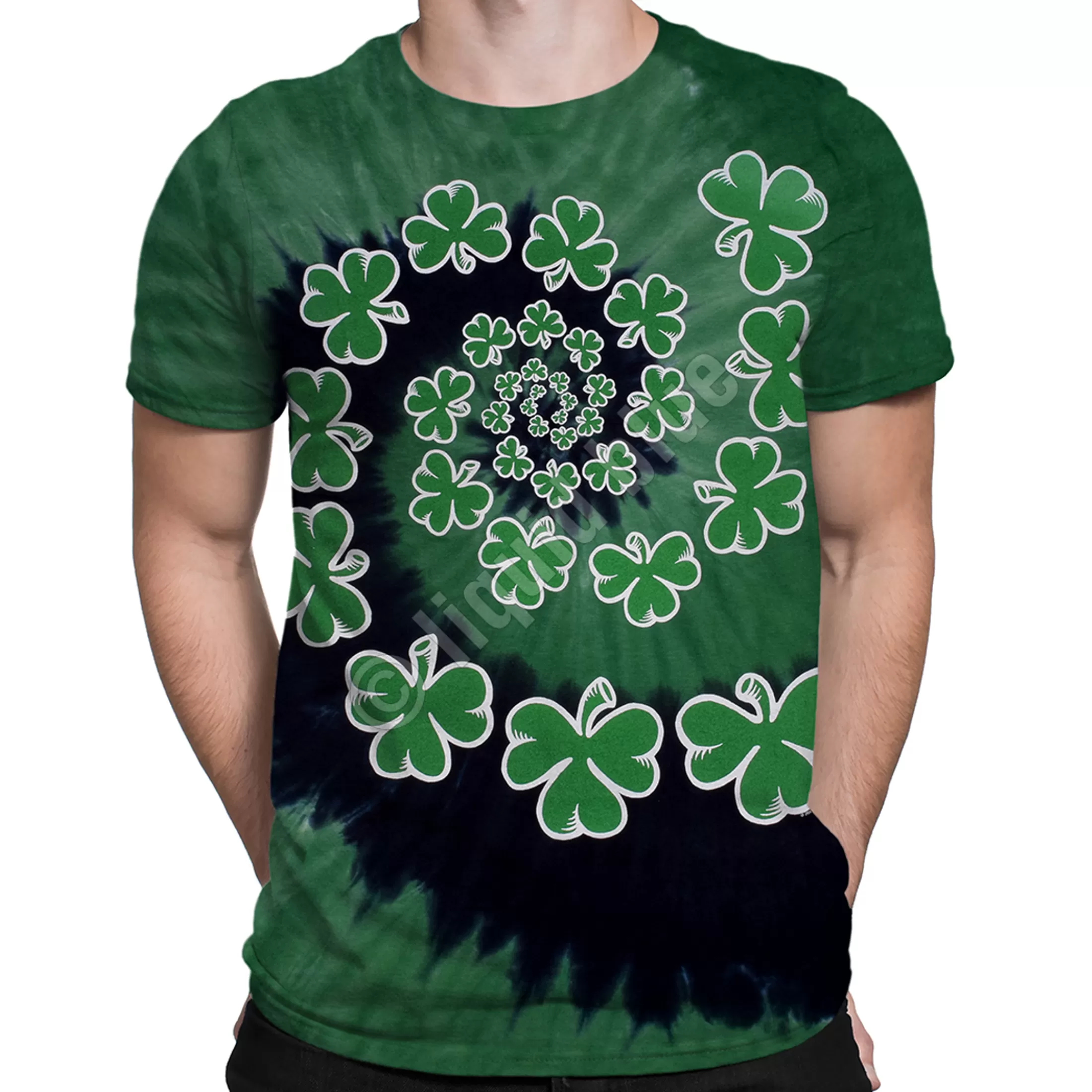 T-Shirt<Liquid Blue Shamrock Spiral Tie-Dye T-Shirt