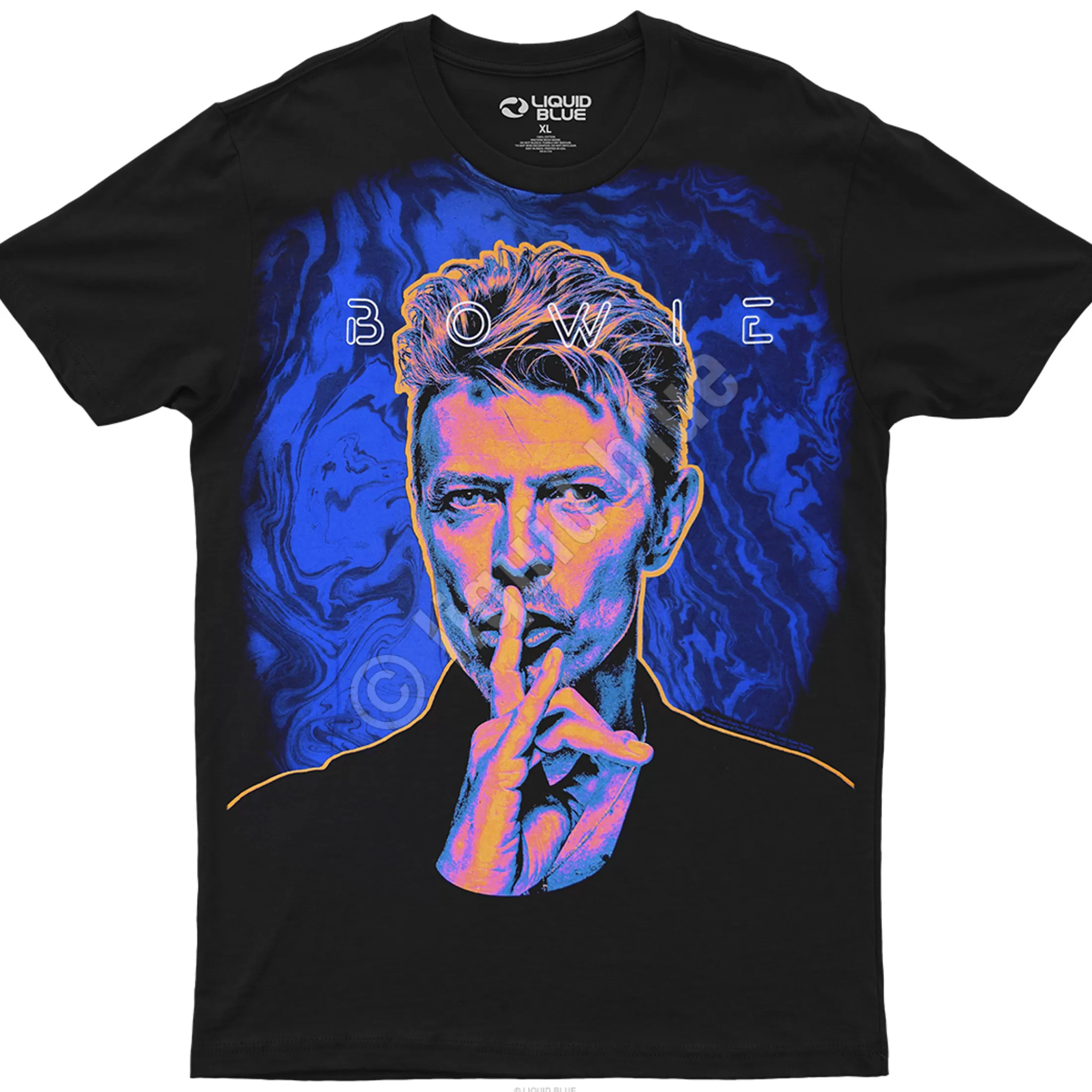 Athletic T-Shirt | David Bowie<Liquid Blue SHHH! Bowie Black Athletic T-Shirt