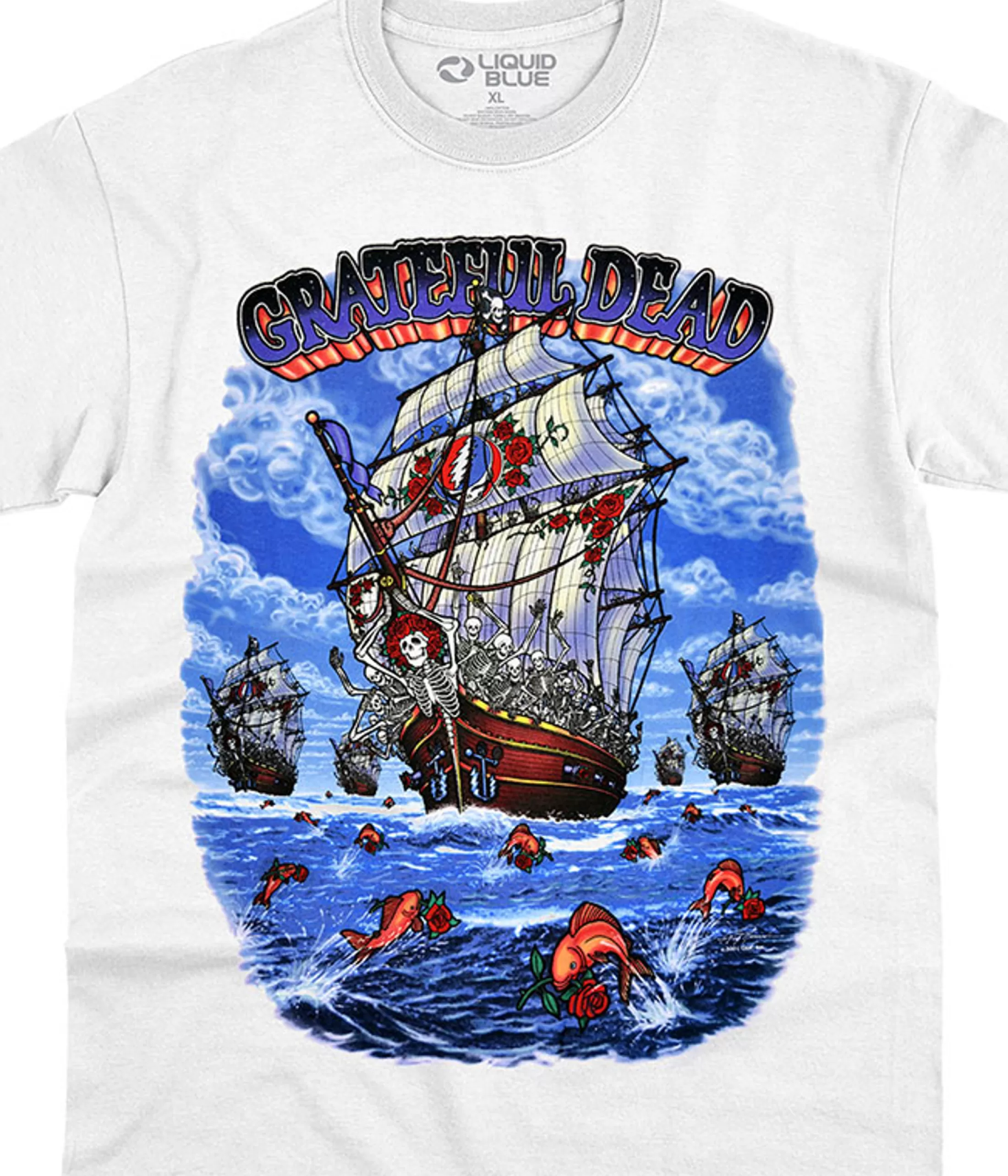 T-Shirt | Grateful Dead<Liquid Blue Ship of Fools White T-Shirt