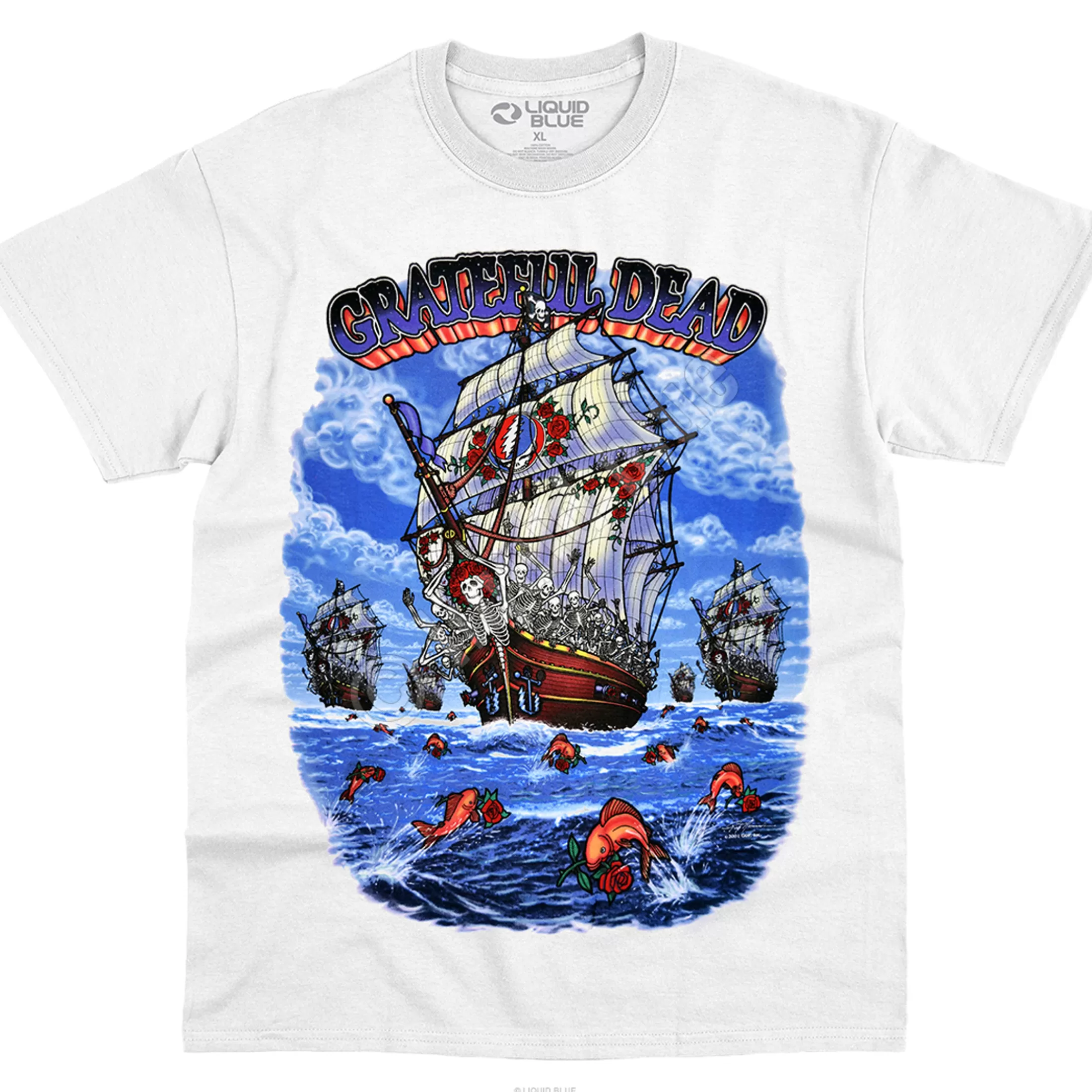 T-Shirt | Grateful Dead<Liquid Blue Ship of Fools White T-Shirt