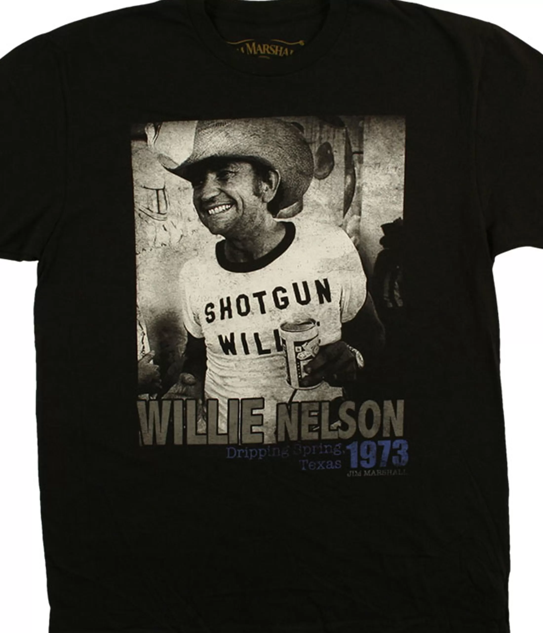 T-Shirt | Willie Nelson<Liquid Blue Shotgun Willie Black T-Shirt