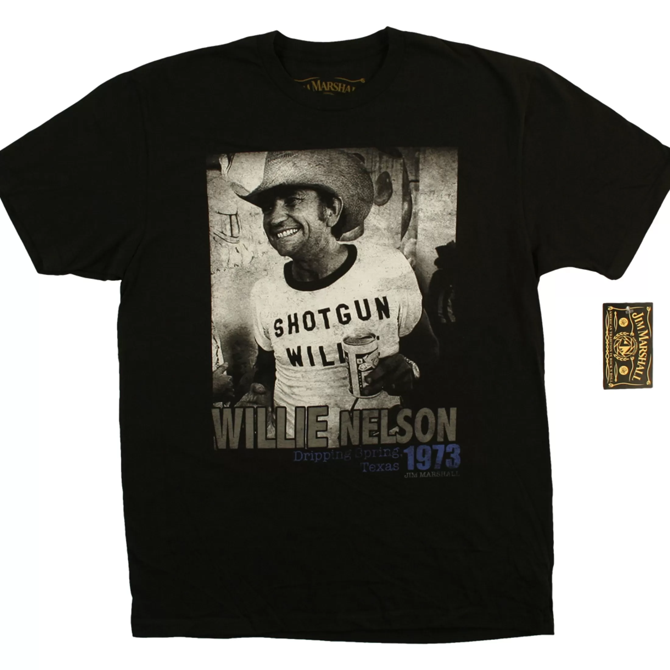 T-Shirt | Willie Nelson<Liquid Blue Shotgun Willie Black T-Shirt