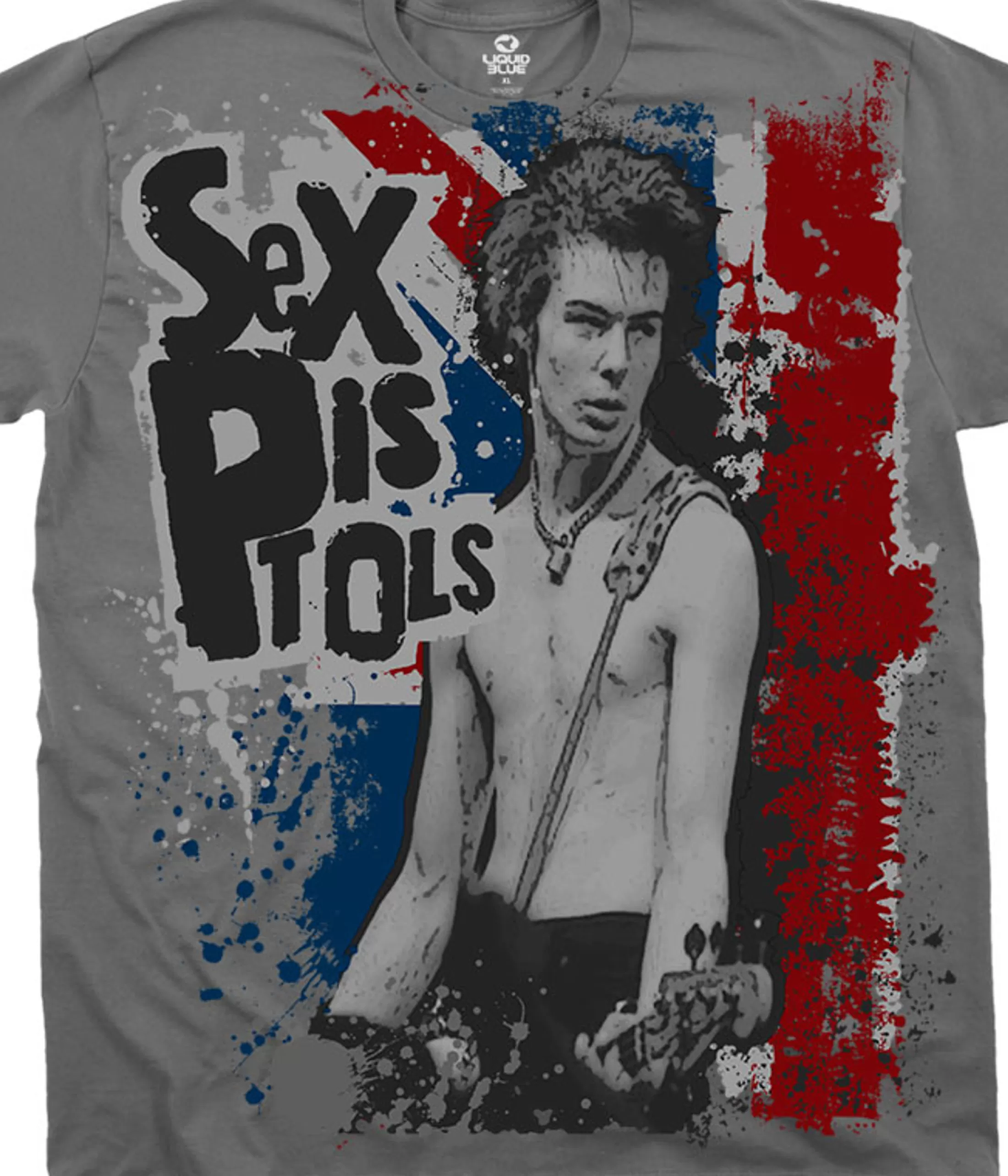 T-Shirt | Sex Pistols<Liquid Blue Sid Vicious Grey T-Shirt