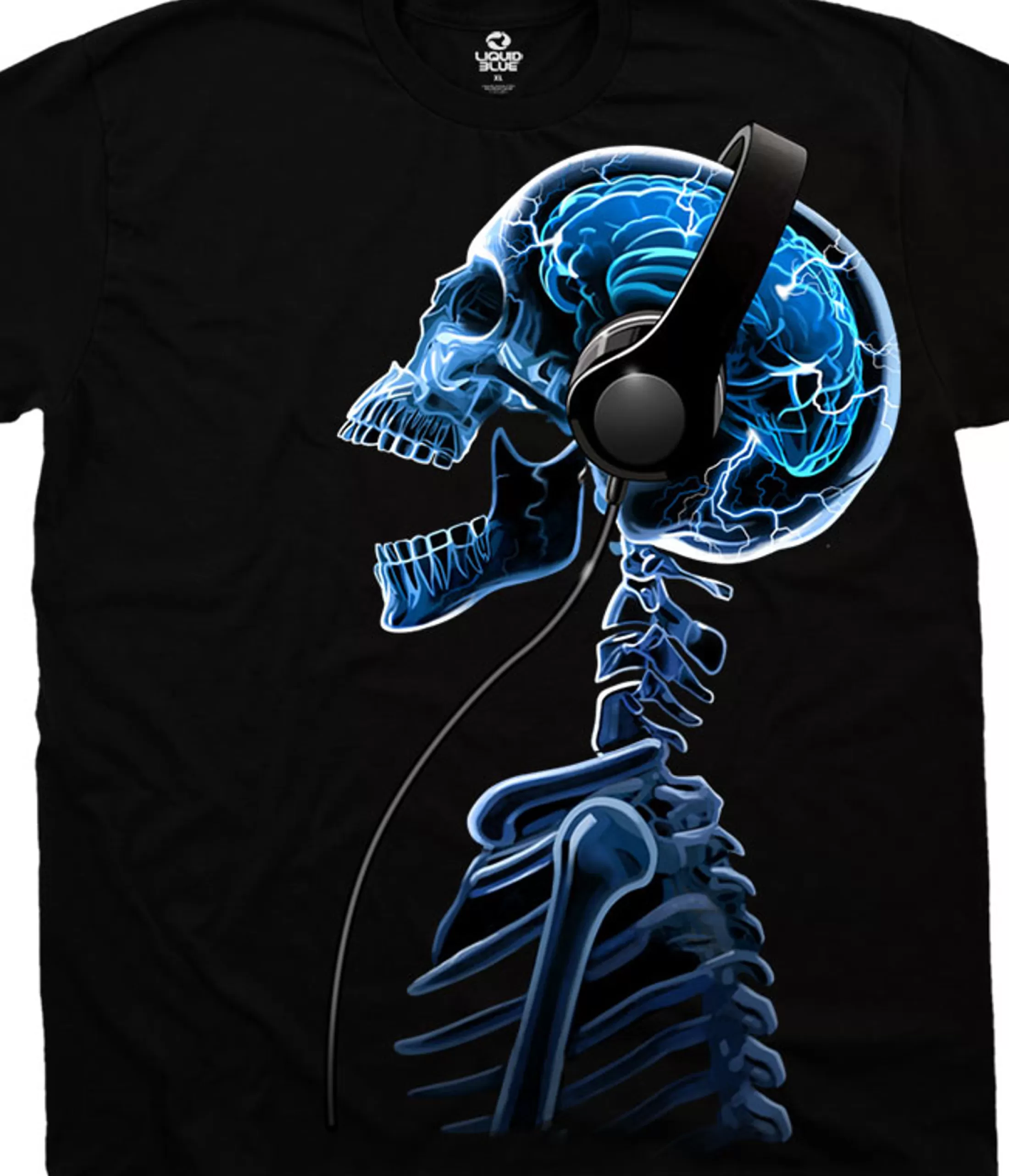 T-Shirt | Musica<Liquid Blue Skelephones Black T-Shirt