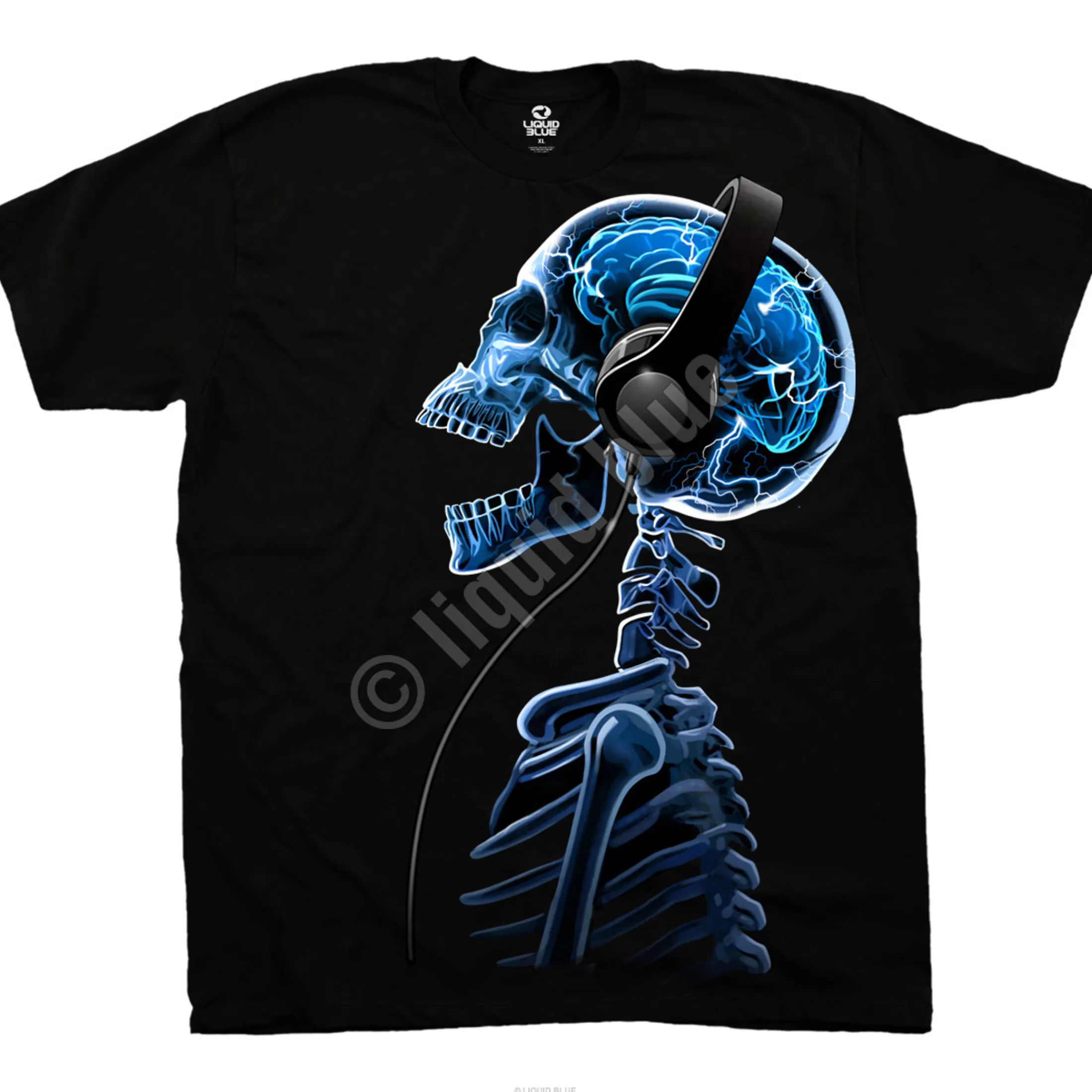 T-Shirt | Musica<Liquid Blue Skelephones Black T-Shirt