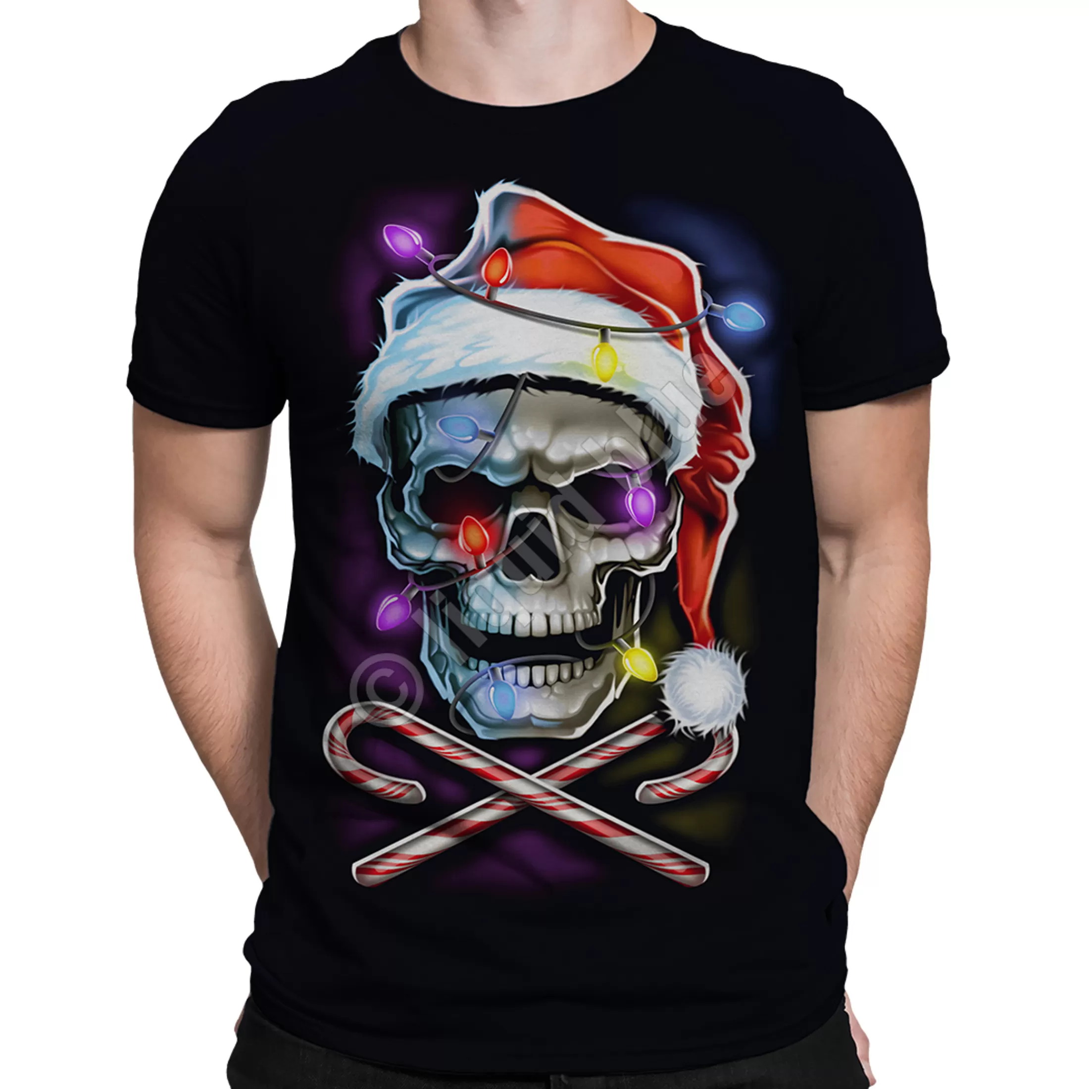 T-Shirt | Skulls<Liquid Blue Skull and Cross Canes Black T-Shirt