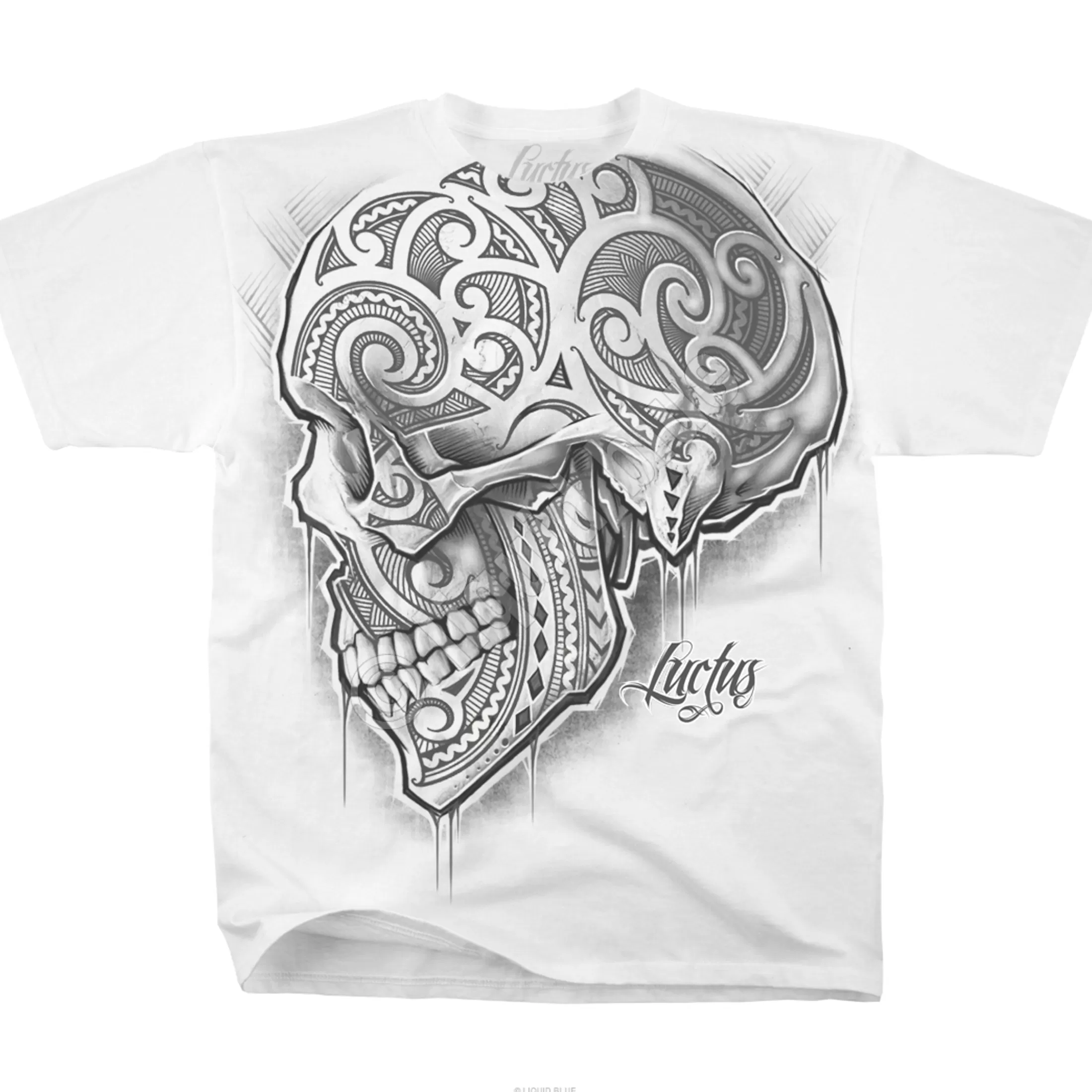 T-Shirt | Luctus<Liquid Blue Skull De Luctus White T-Shirt