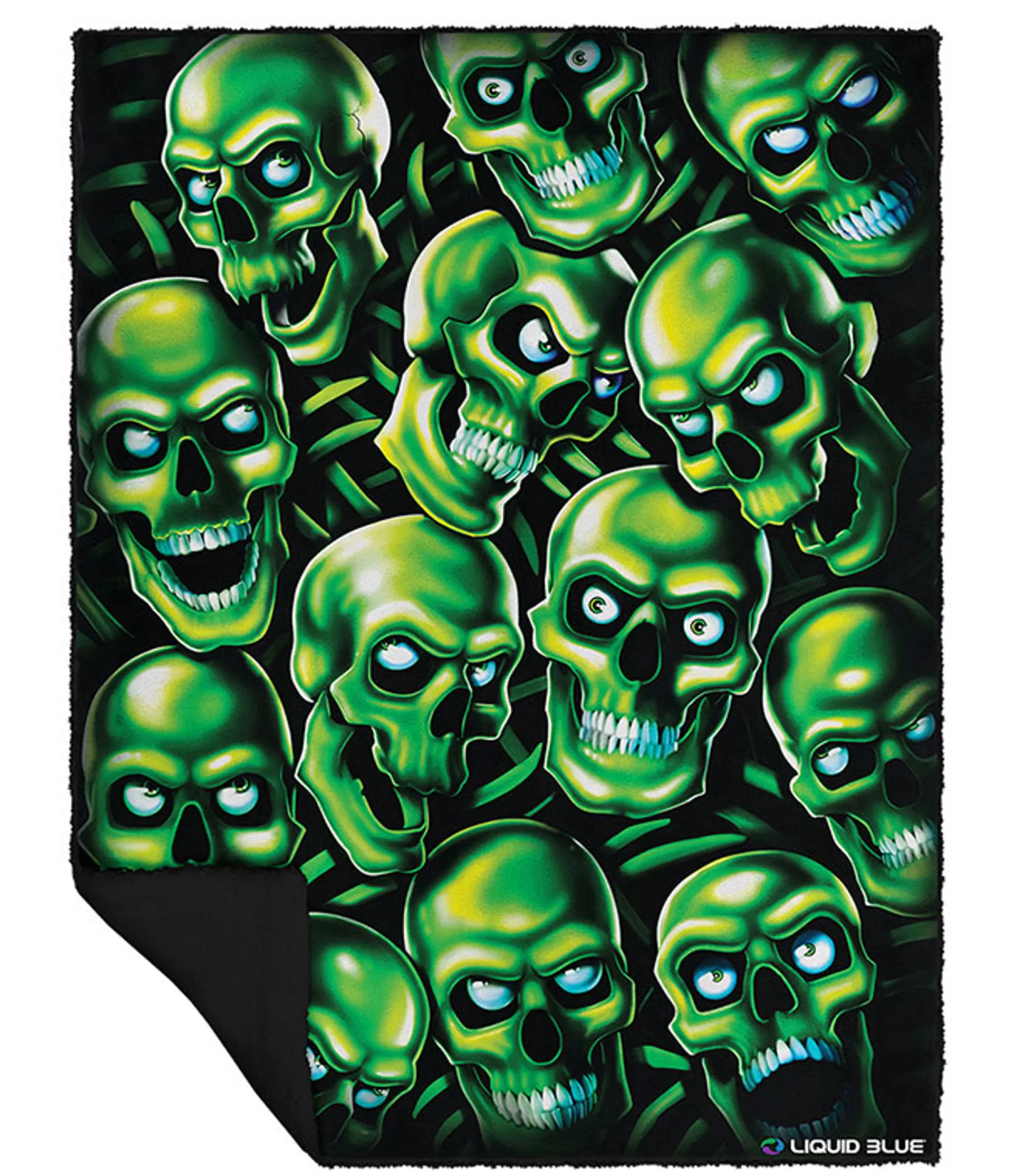 Halloween | Skull Pile<Liquid Blue Skull Pile Fleece Throw Blanket