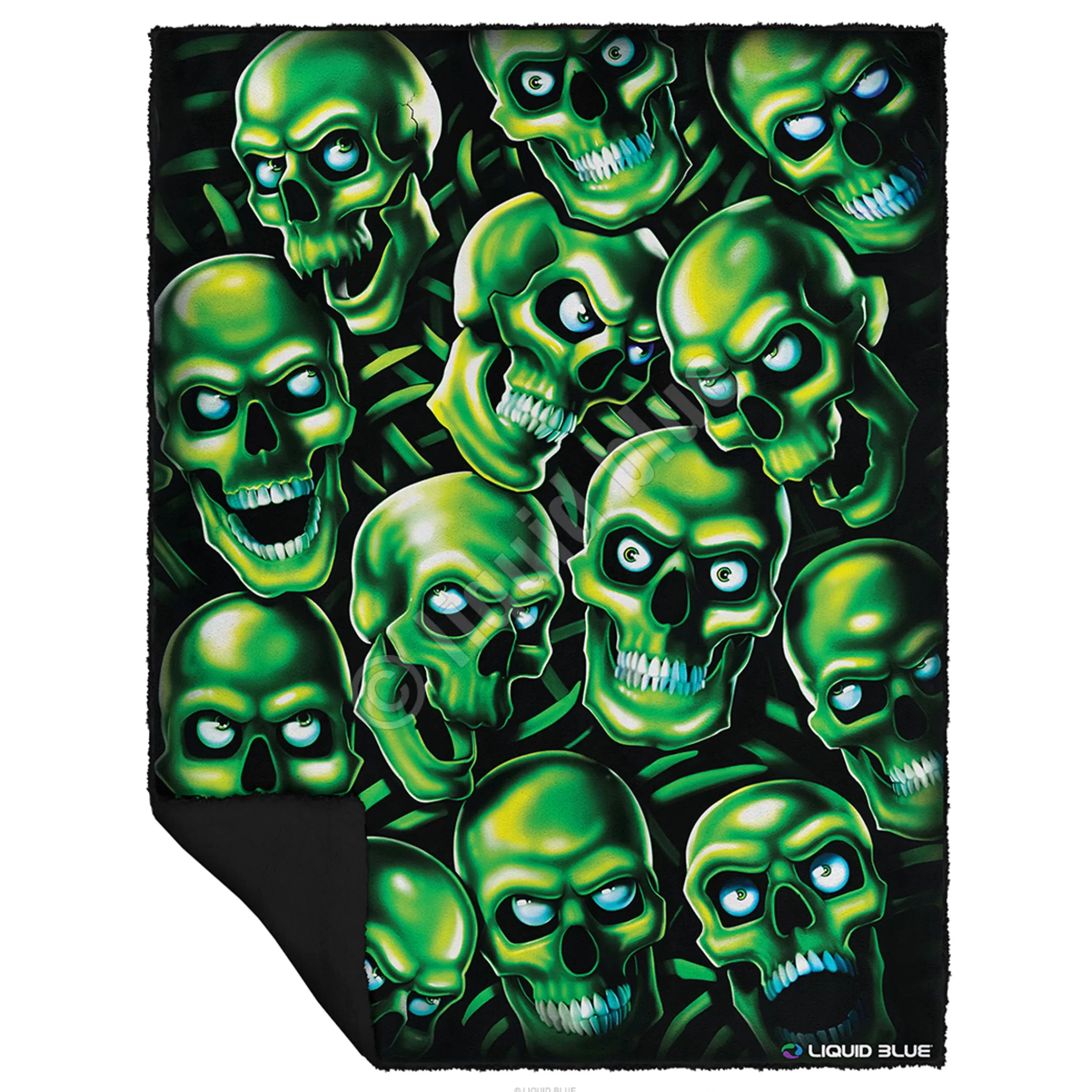 Halloween | Skull Pile<Liquid Blue Skull Pile Fleece Throw Blanket