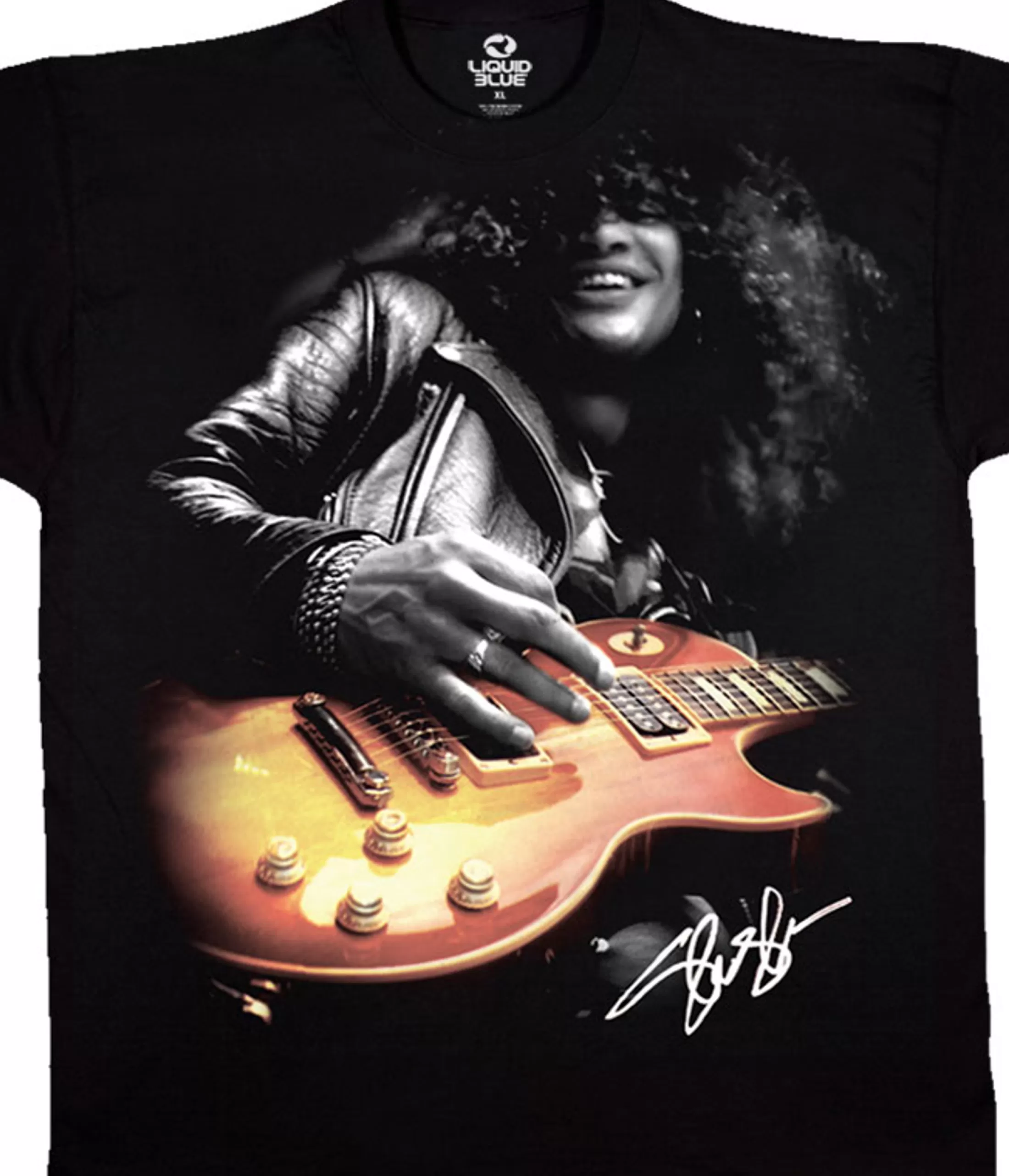 T-Shirt | Slash<Liquid Blue Slash Guitar Black T-Shirt