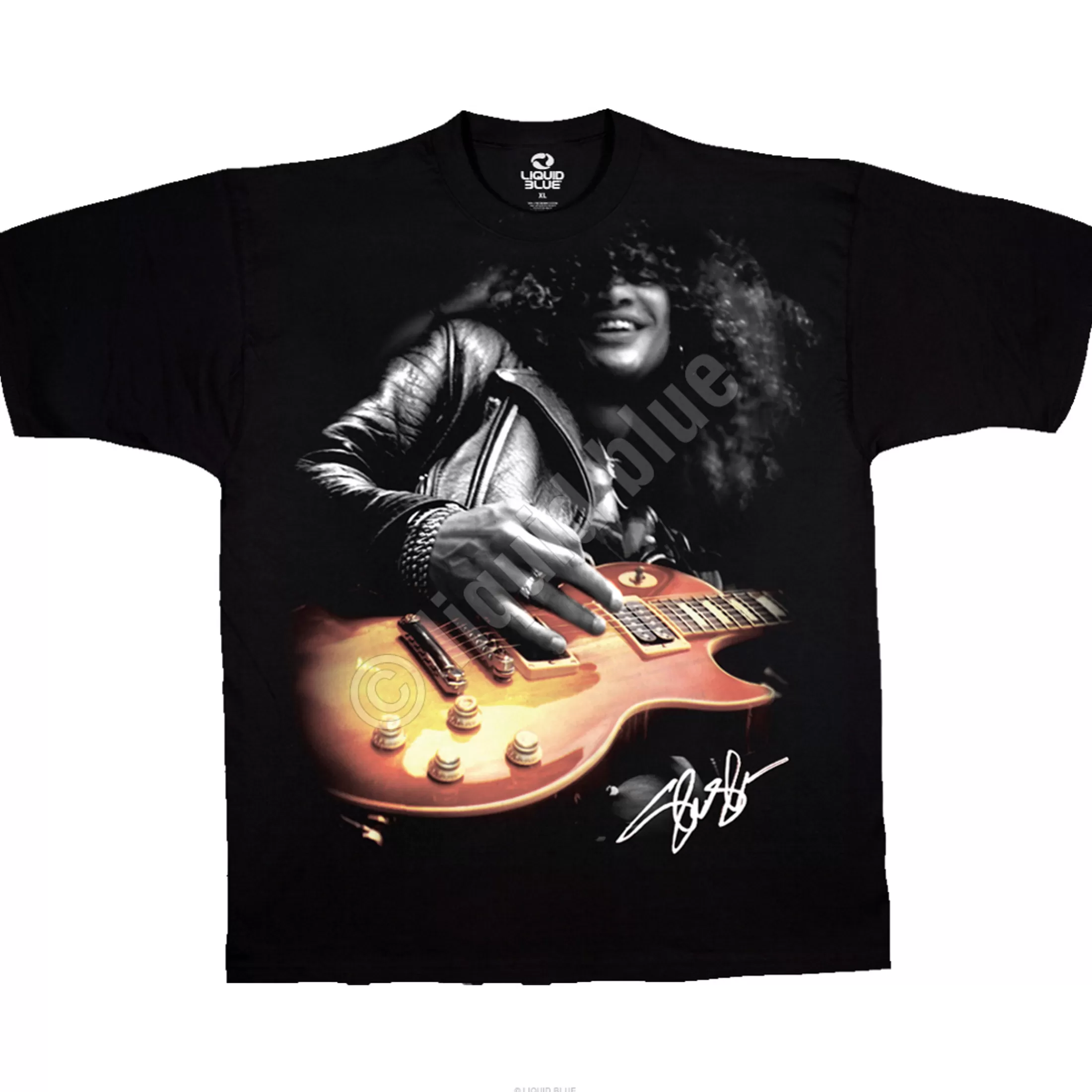 T-Shirt | Slash<Liquid Blue Slash Guitar Black T-Shirt