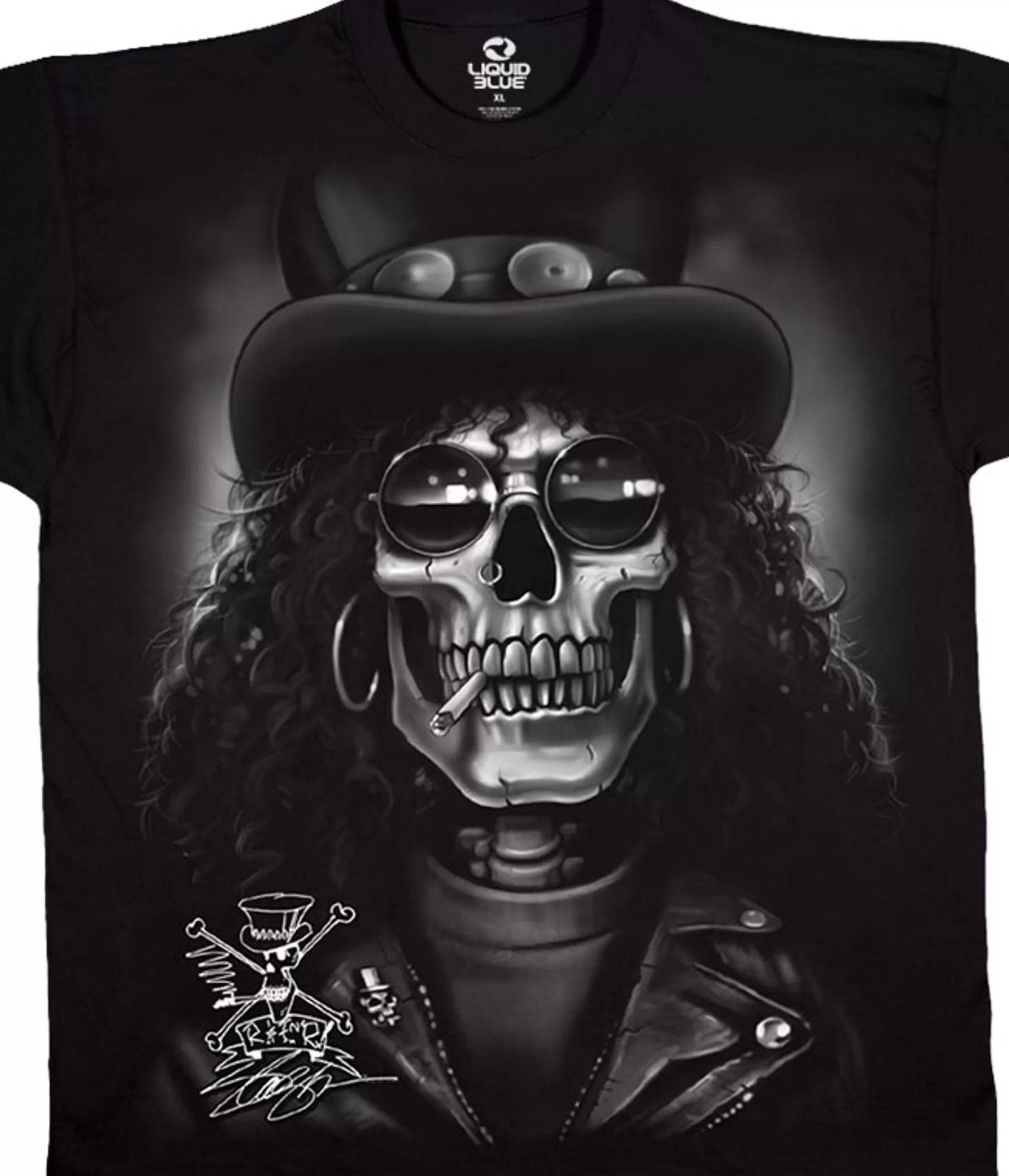 T-Shirt | Slash<Liquid Blue Slash Skull Black T-Shirt