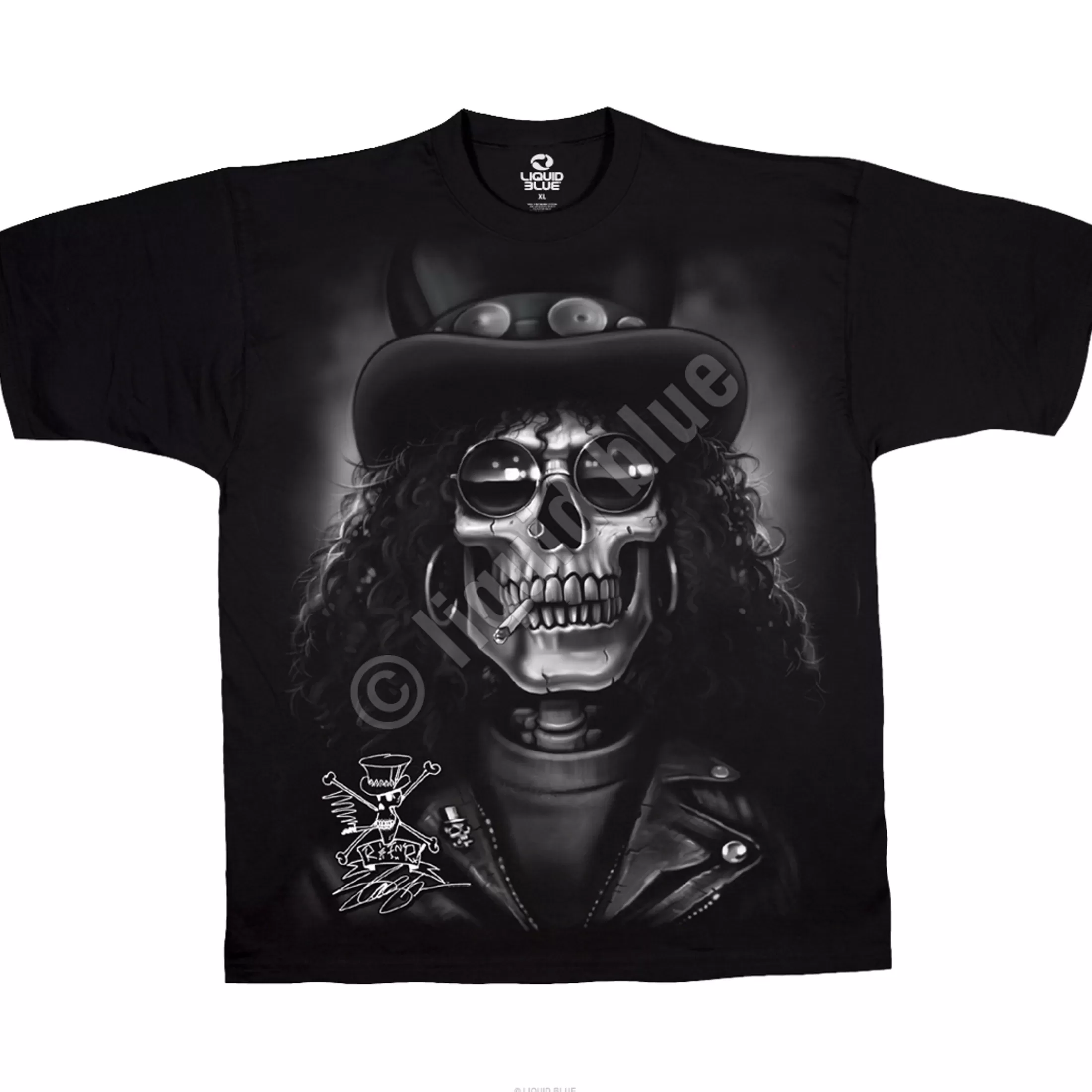 T-Shirt | Slash<Liquid Blue Slash Skull Black T-Shirt