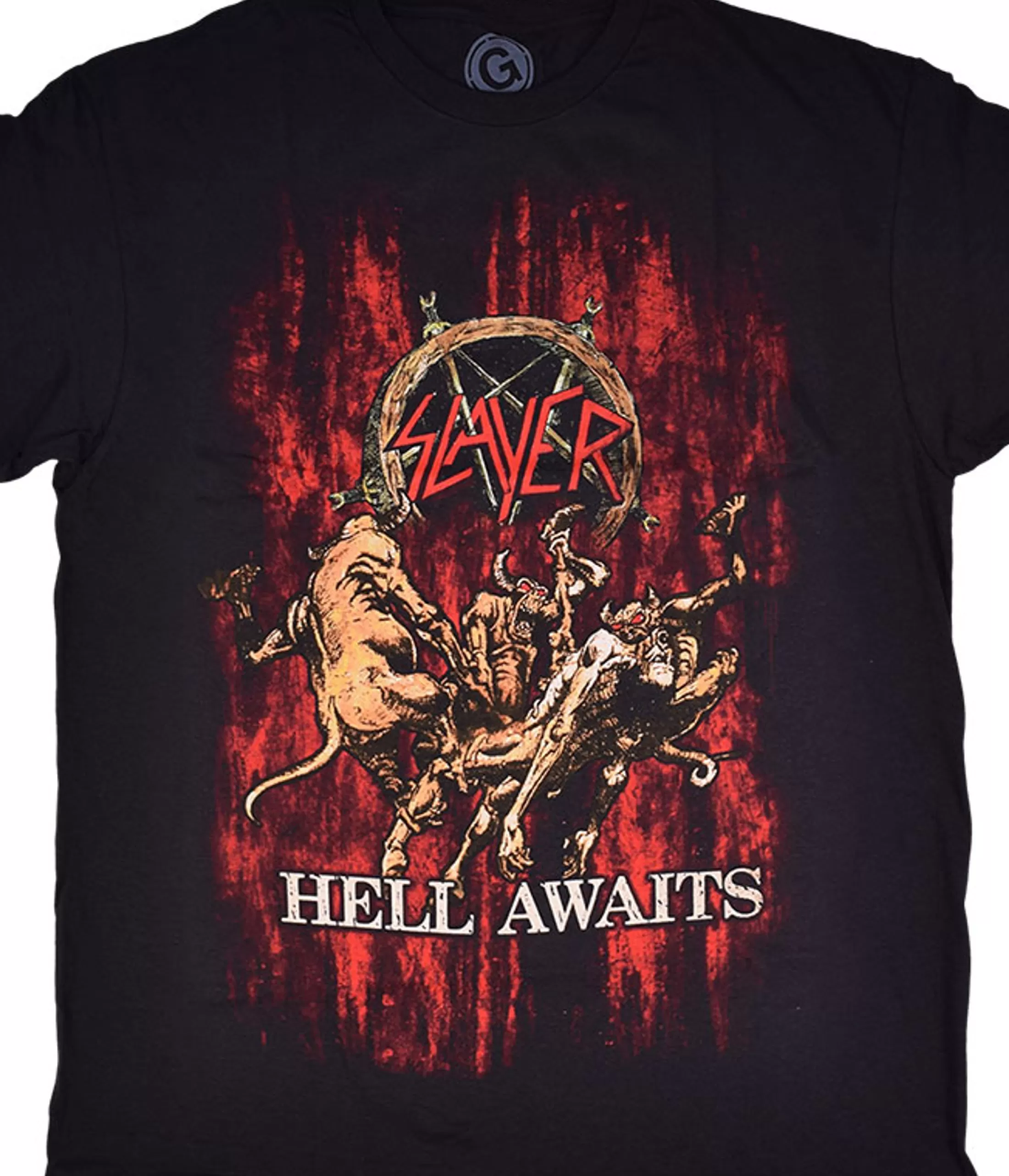 T-Shirt | Slayer<Liquid Blue Slayer Awaits Blood Black T-Shirt