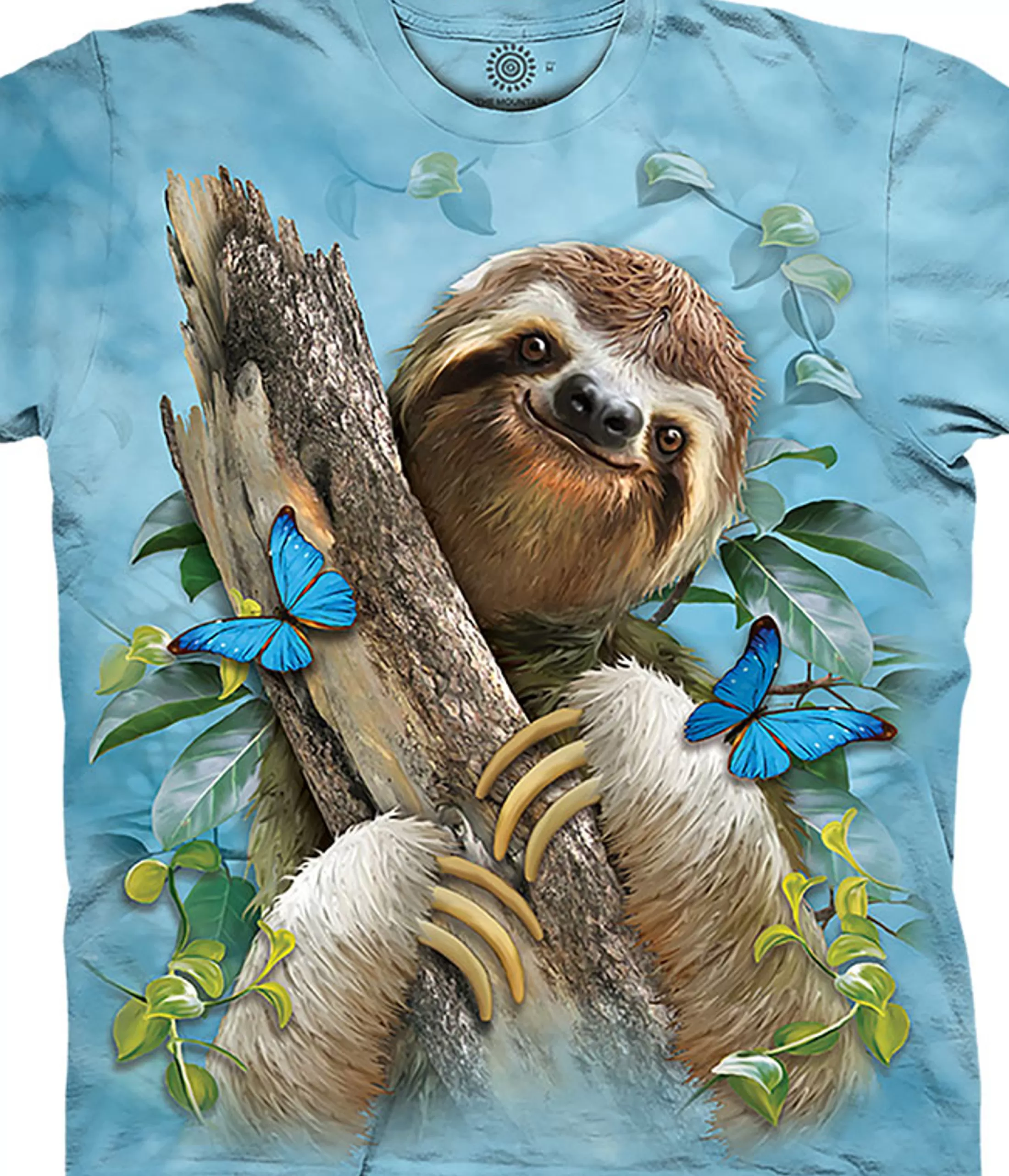 Youth | Wild Animals<Liquid Blue Sloth & Butterflies Kids' T-Shirt