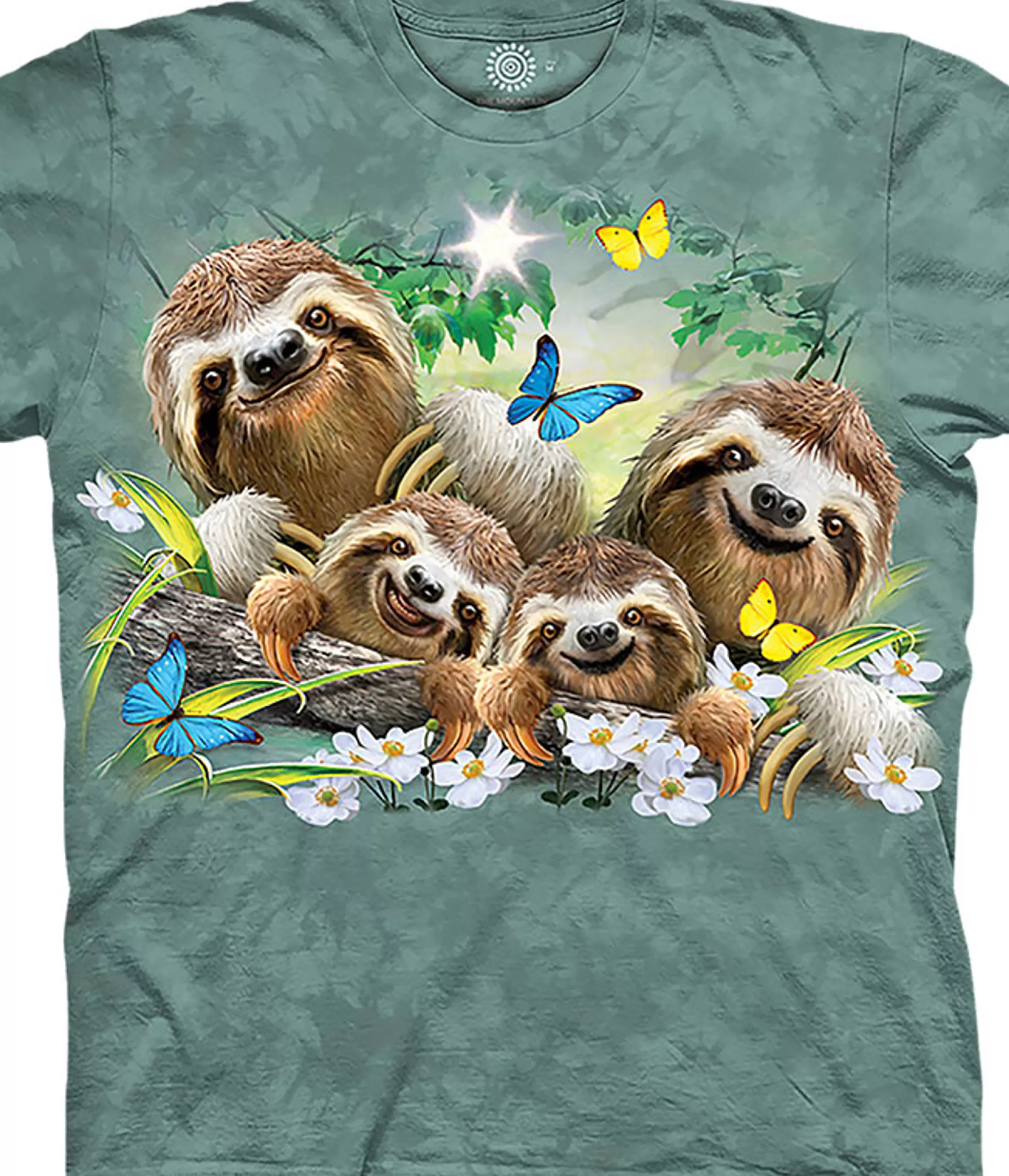 T-Shirt | Wild Animals<Liquid Blue Sloth Family Selfie Classic Cotton T-Shirt