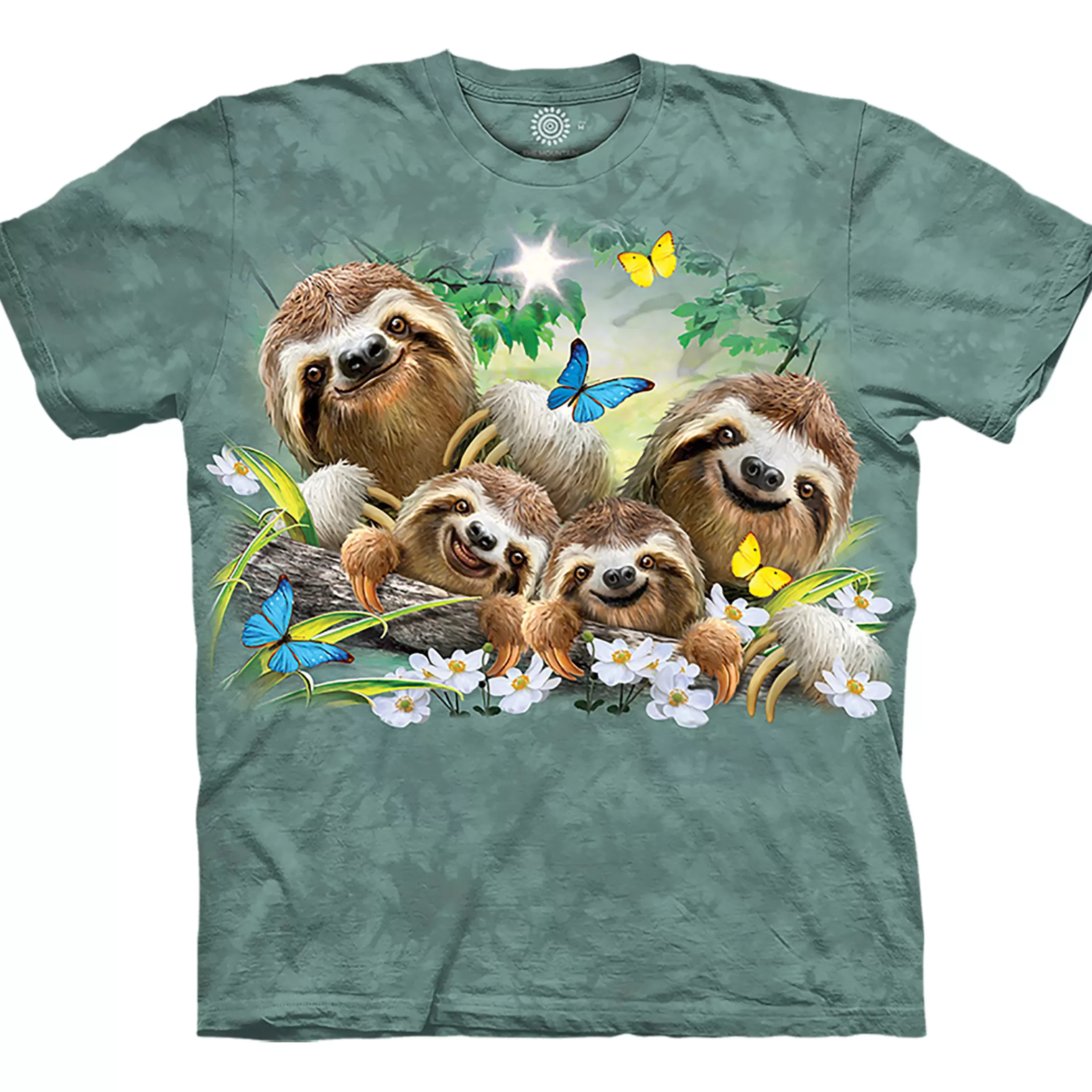 T-Shirt | Wild Animals<Liquid Blue Sloth Family Selfie Classic Cotton T-Shirt