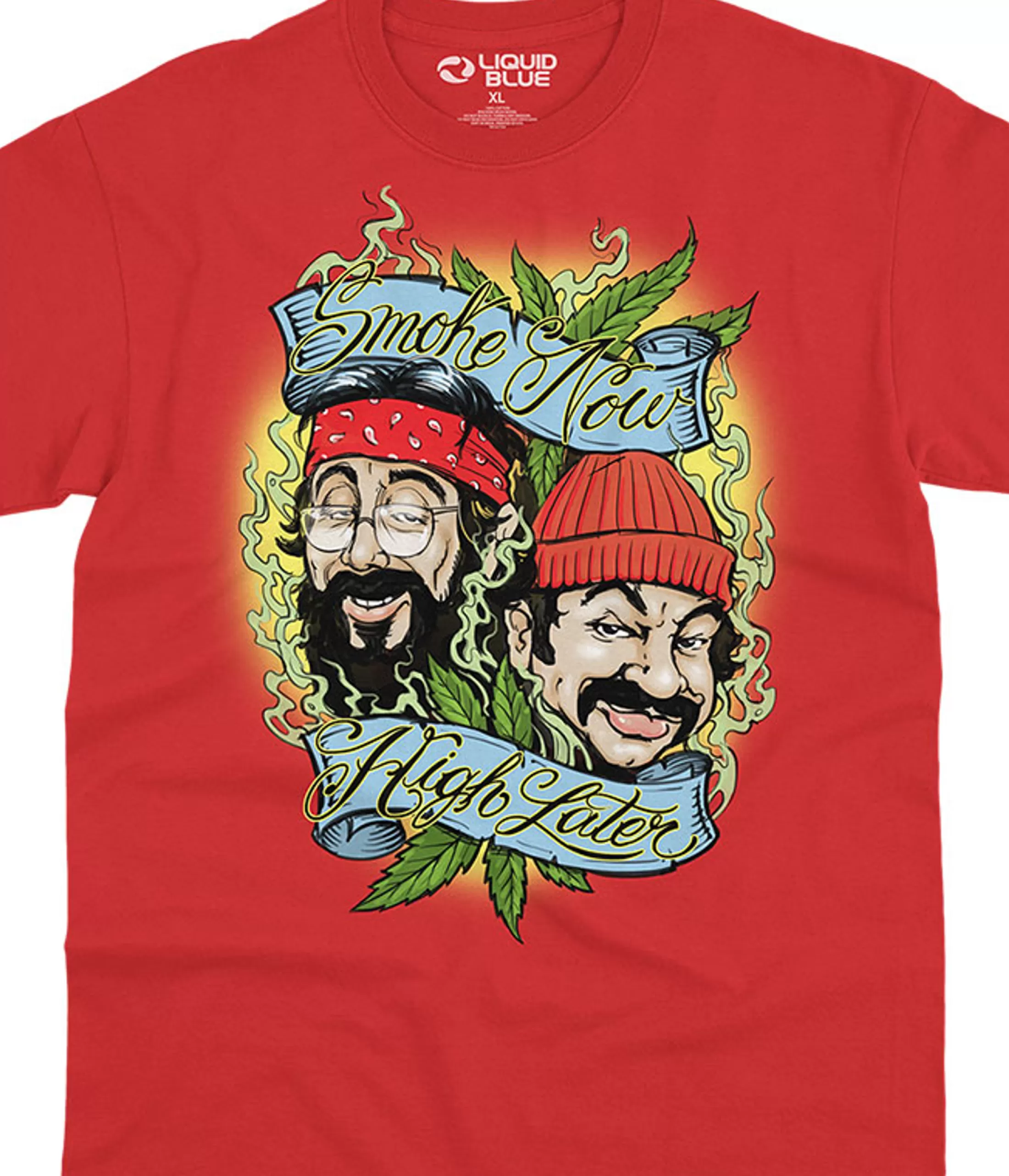 T-Shirt | Cheech And Chong<Liquid Blue Smoke Now High Later Red T-Shirt