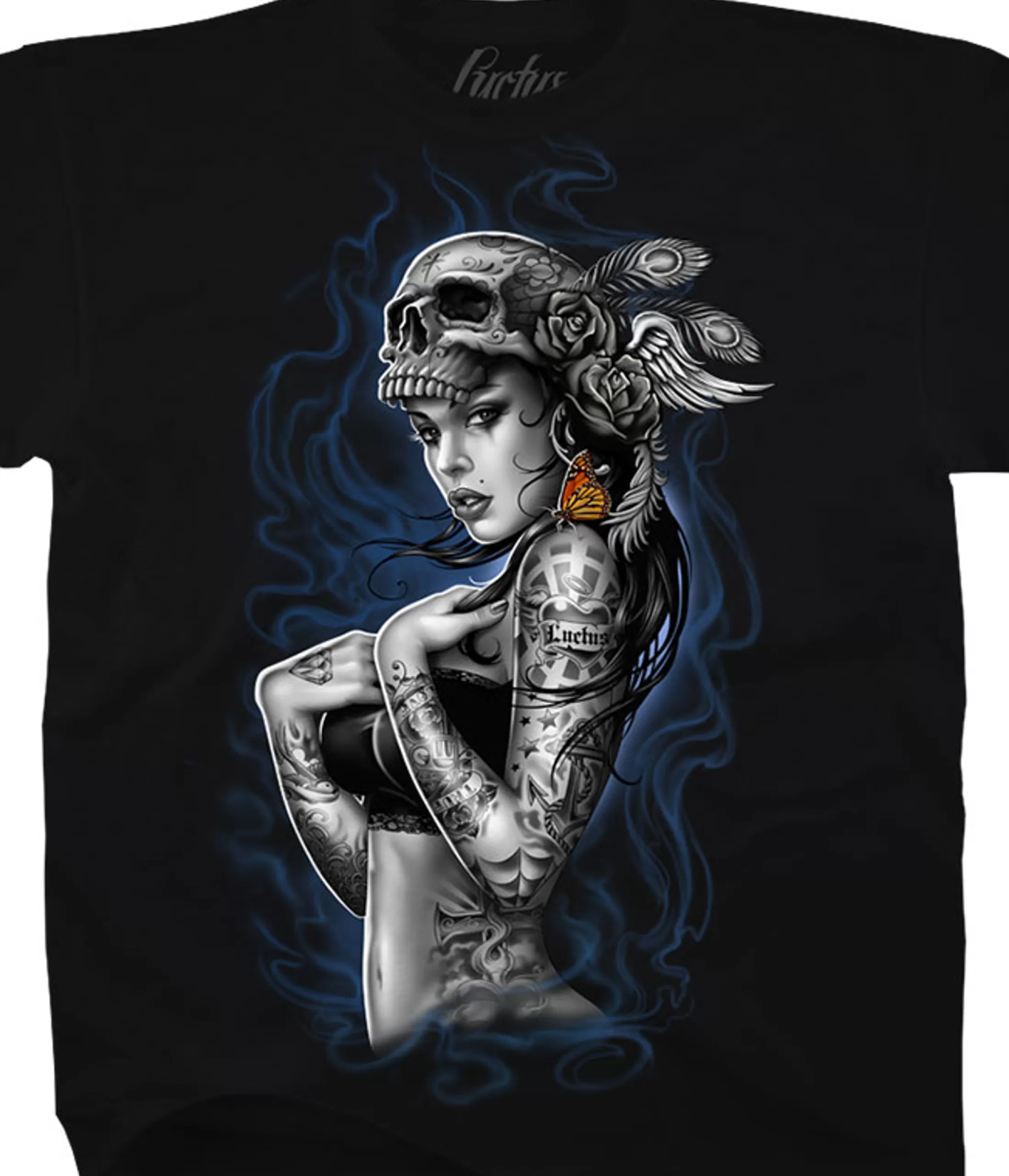 T-Shirt | Luctus<Liquid Blue Smoke Tattoo Black T-Shirt