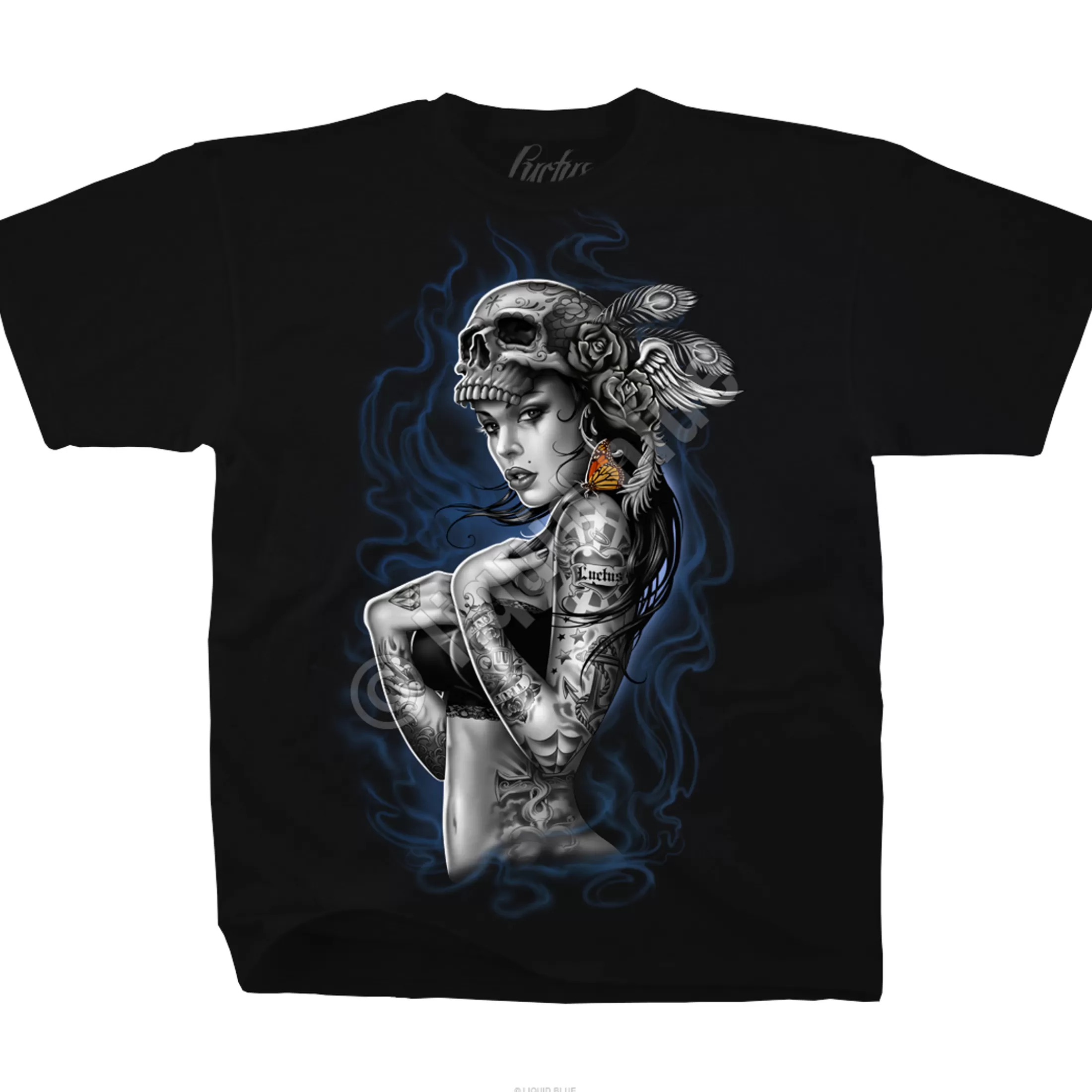 T-Shirt | Luctus<Liquid Blue Smoke Tattoo Black T-Shirt