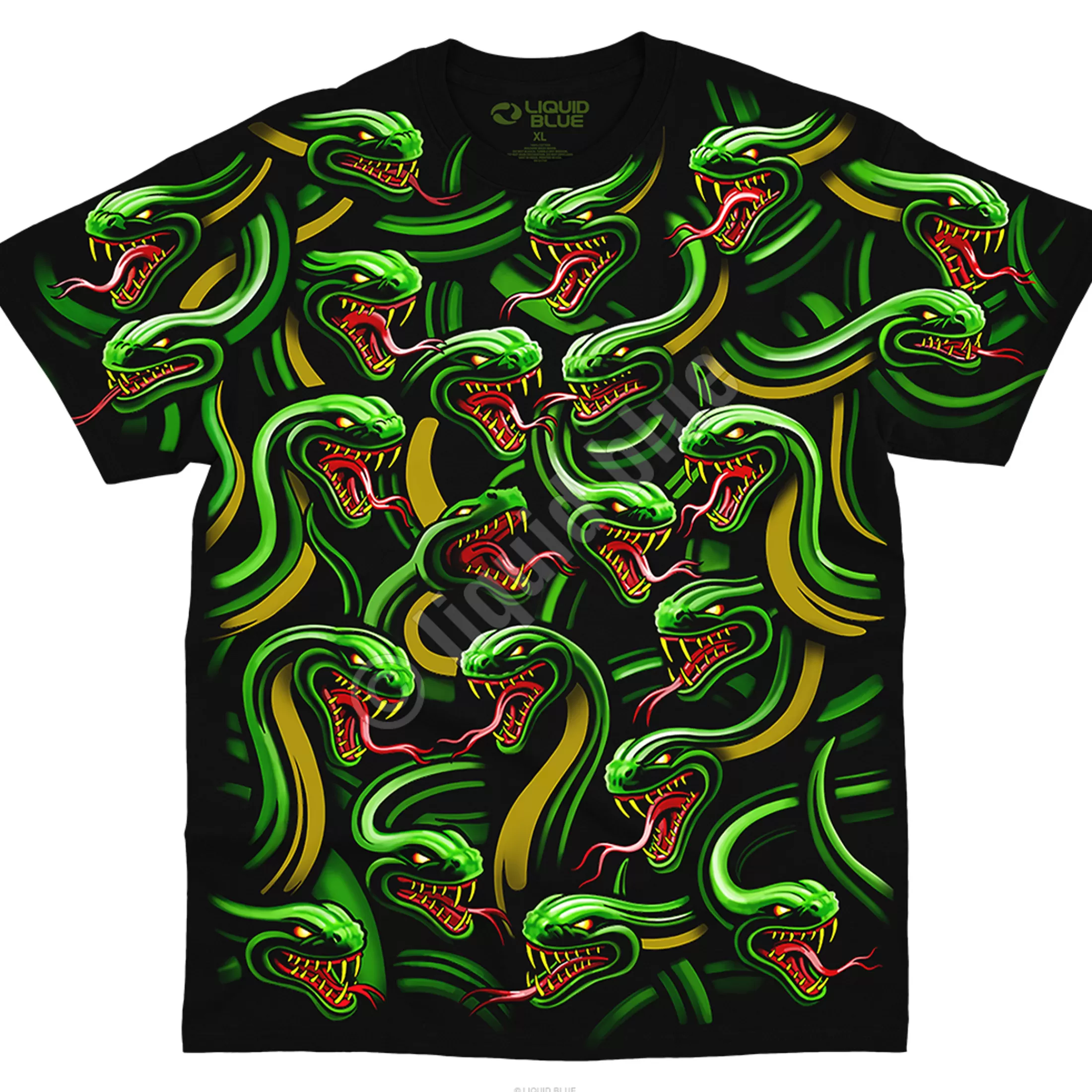 T-Shirt | Dark Fantasy<Liquid Blue Snake Pile Black T-Shirt