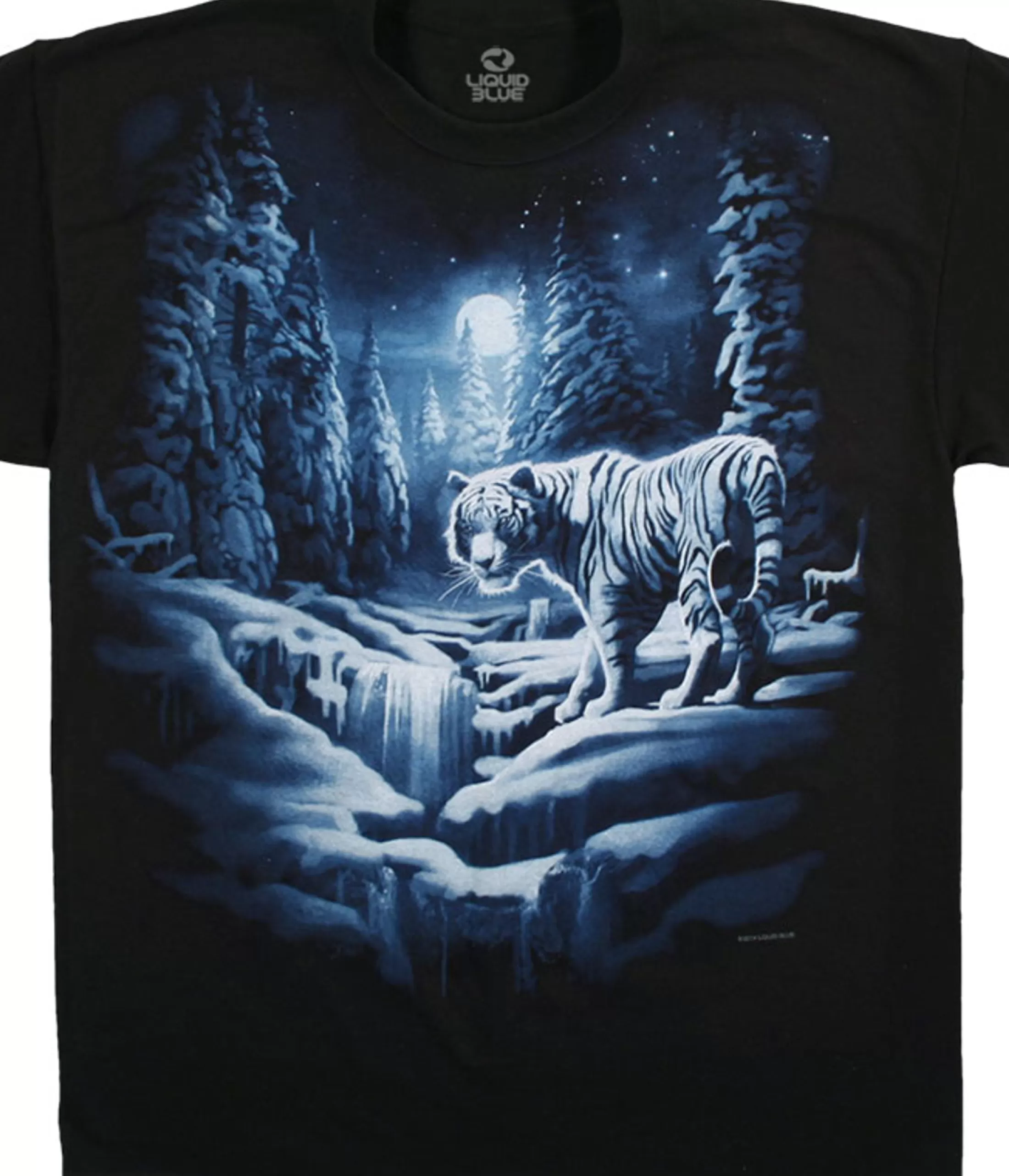 T-Shirt | Tigers<Liquid Blue Snow Tiger Black T-Shirt