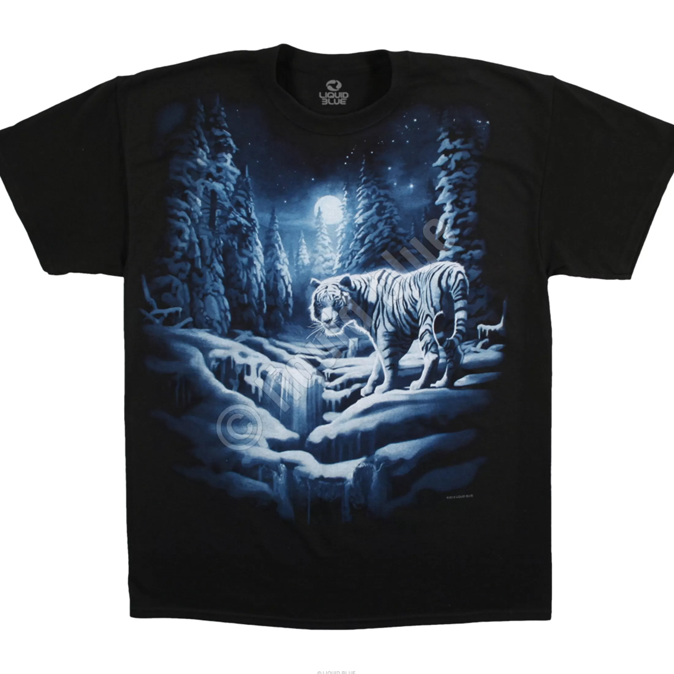 T-Shirt | Tigers<Liquid Blue Snow Tiger Black T-Shirt