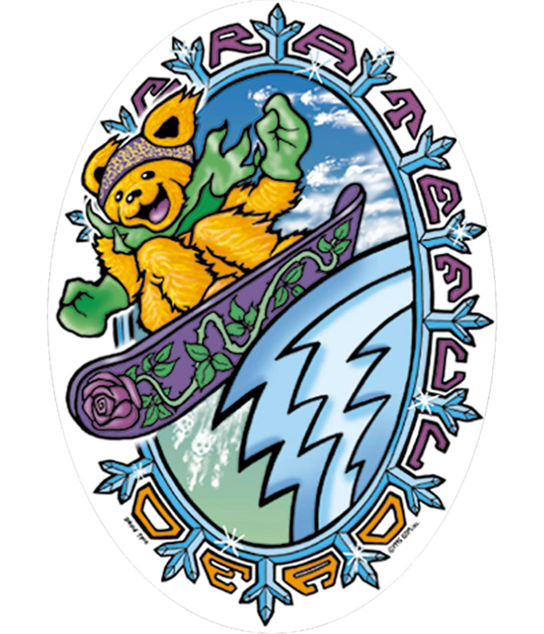 Grateful Dead<Liquid Blue Snowboard Bears Sticker