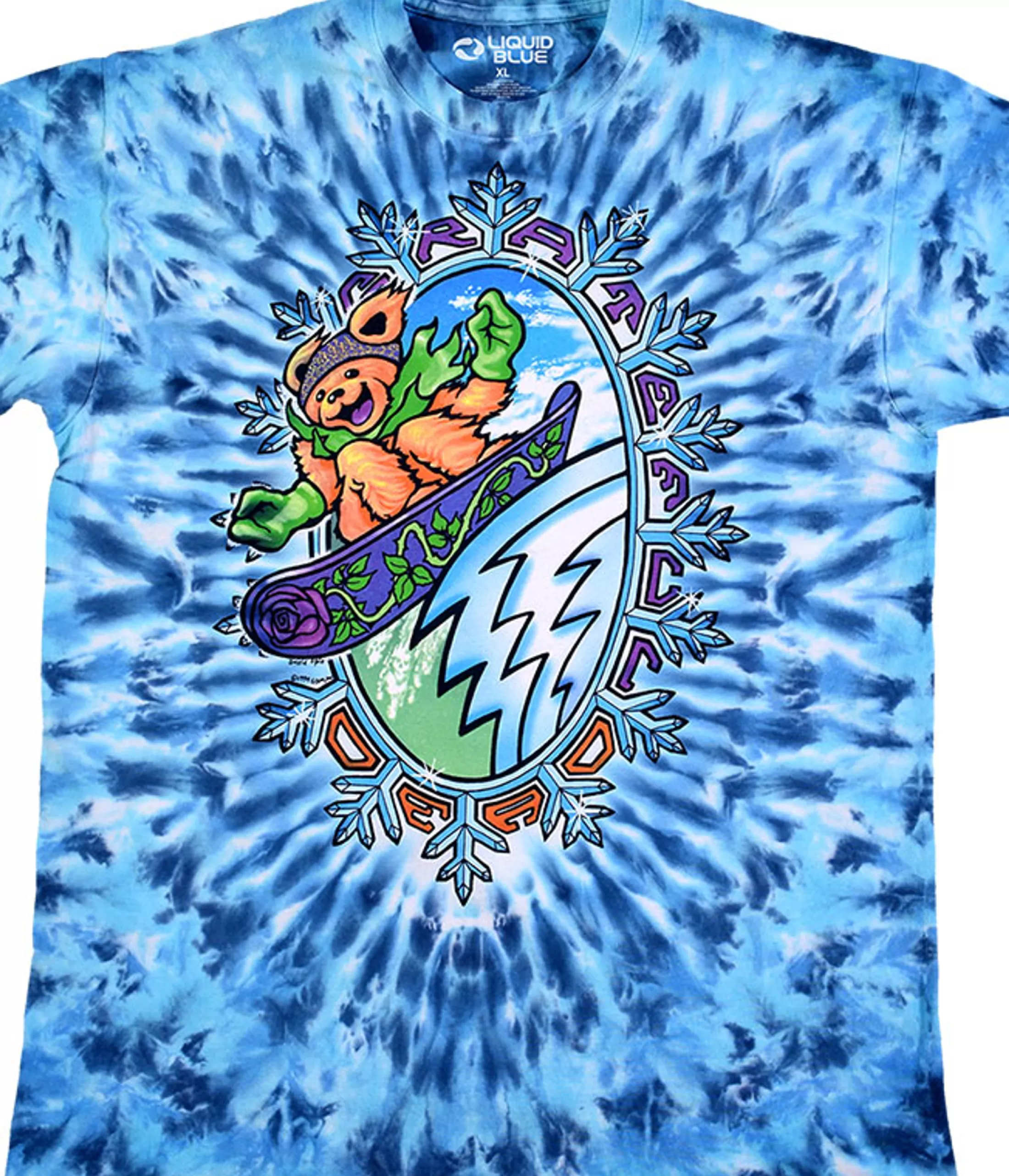 T-Shirt | Grateful Dead<Liquid Blue Snowboard Bears Tie-Dye T-Shirt