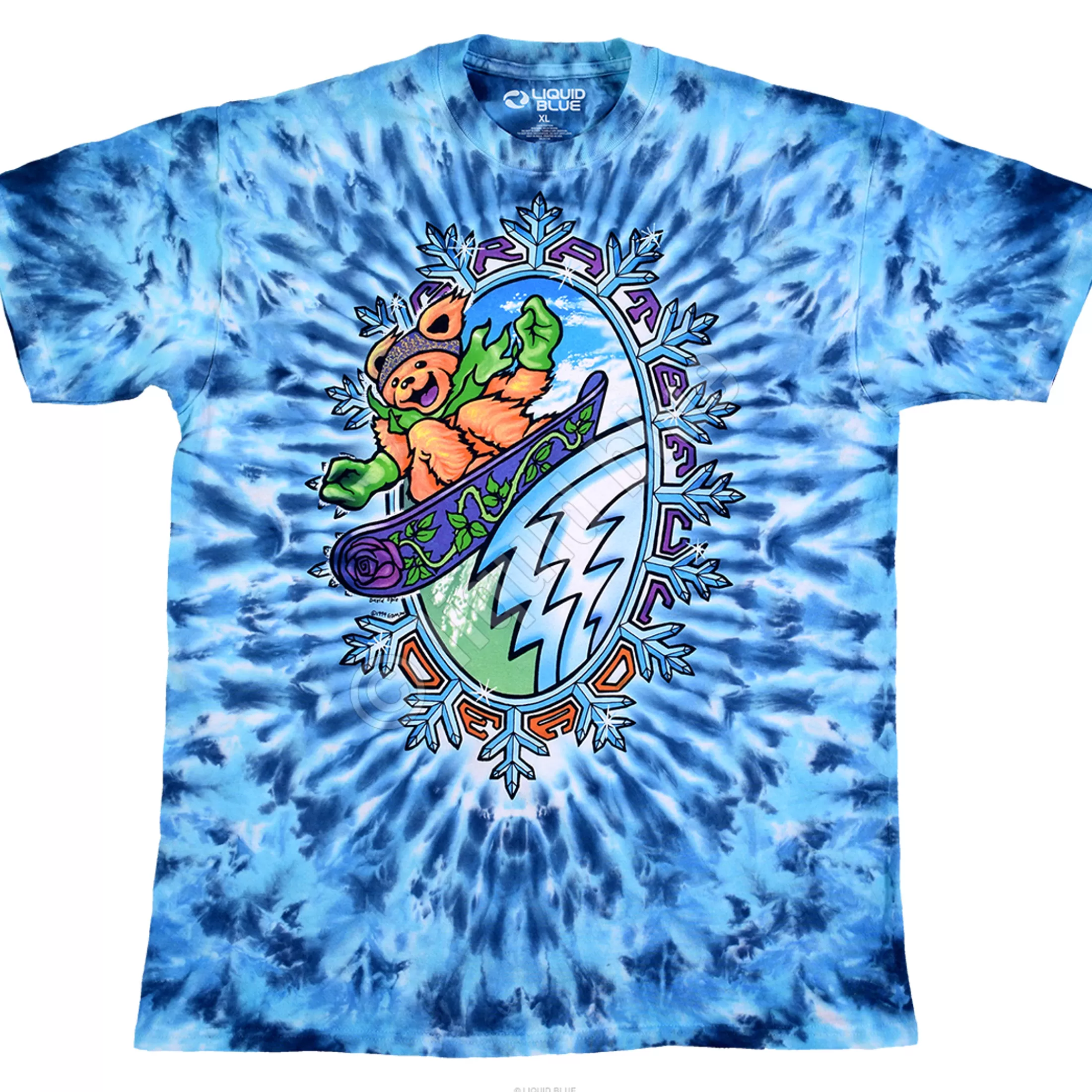 T-Shirt | Grateful Dead<Liquid Blue Snowboard Bears Tie-Dye T-Shirt