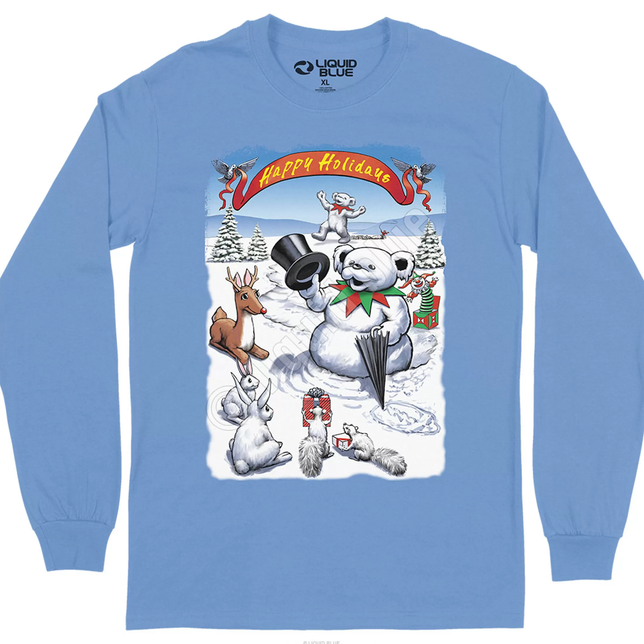 Long Sleeve | Snowman Bear<Liquid Blue Snowman Bear Long Sleeve T-Shirt