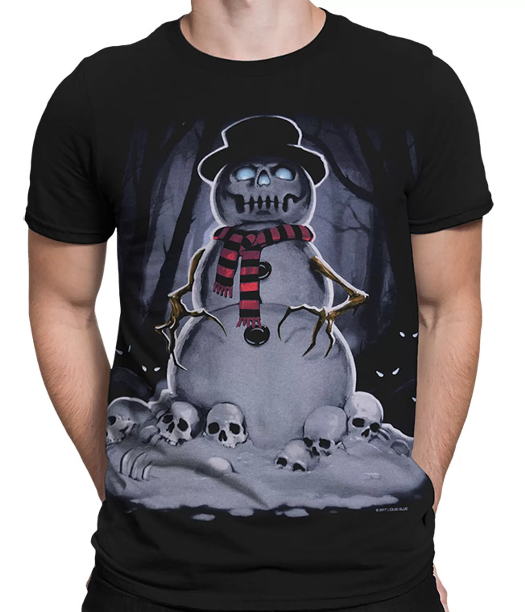 T-Shirt | Skulls<Liquid Blue Snowman Black T-Shirt