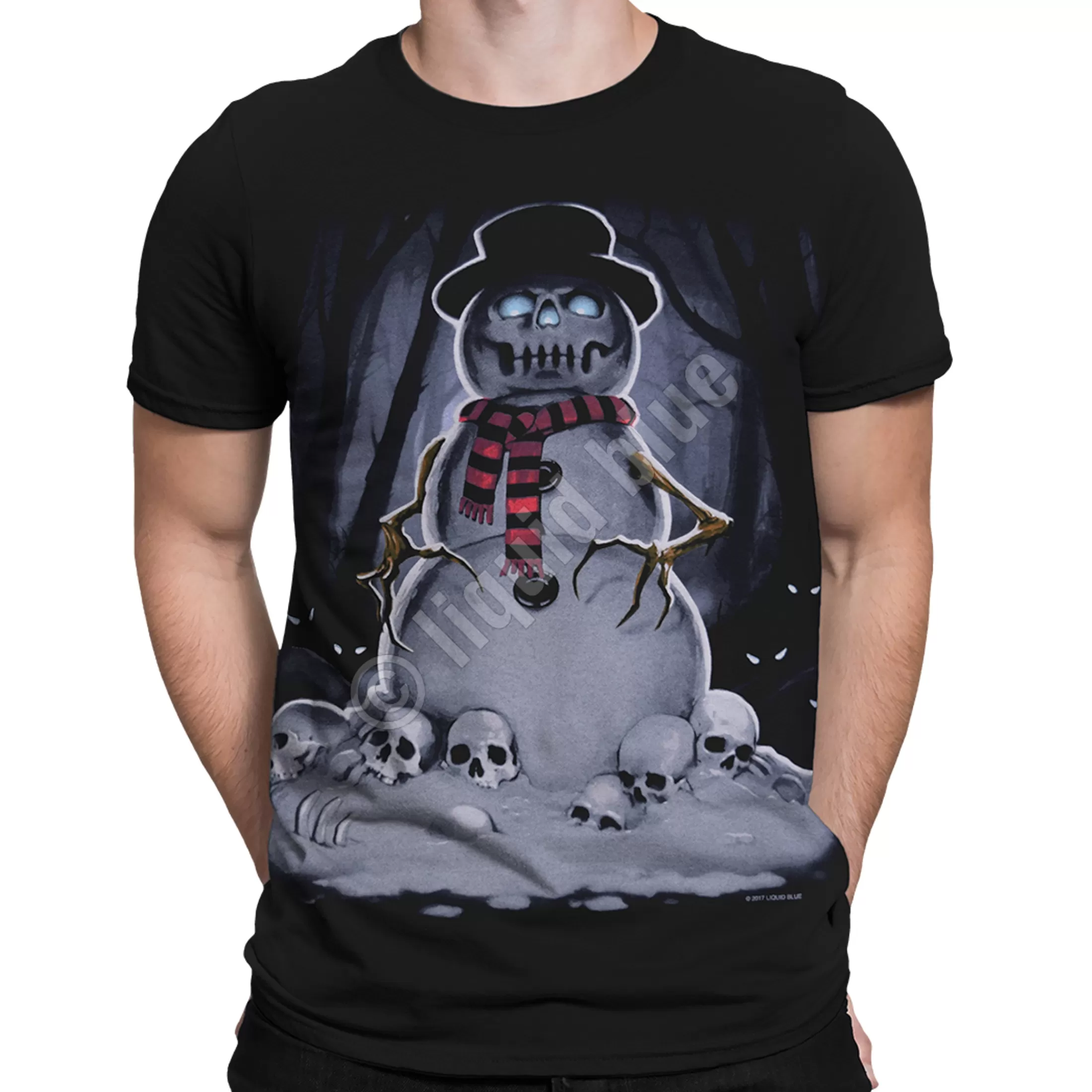 T-Shirt | Skulls<Liquid Blue Snowman Black T-Shirt