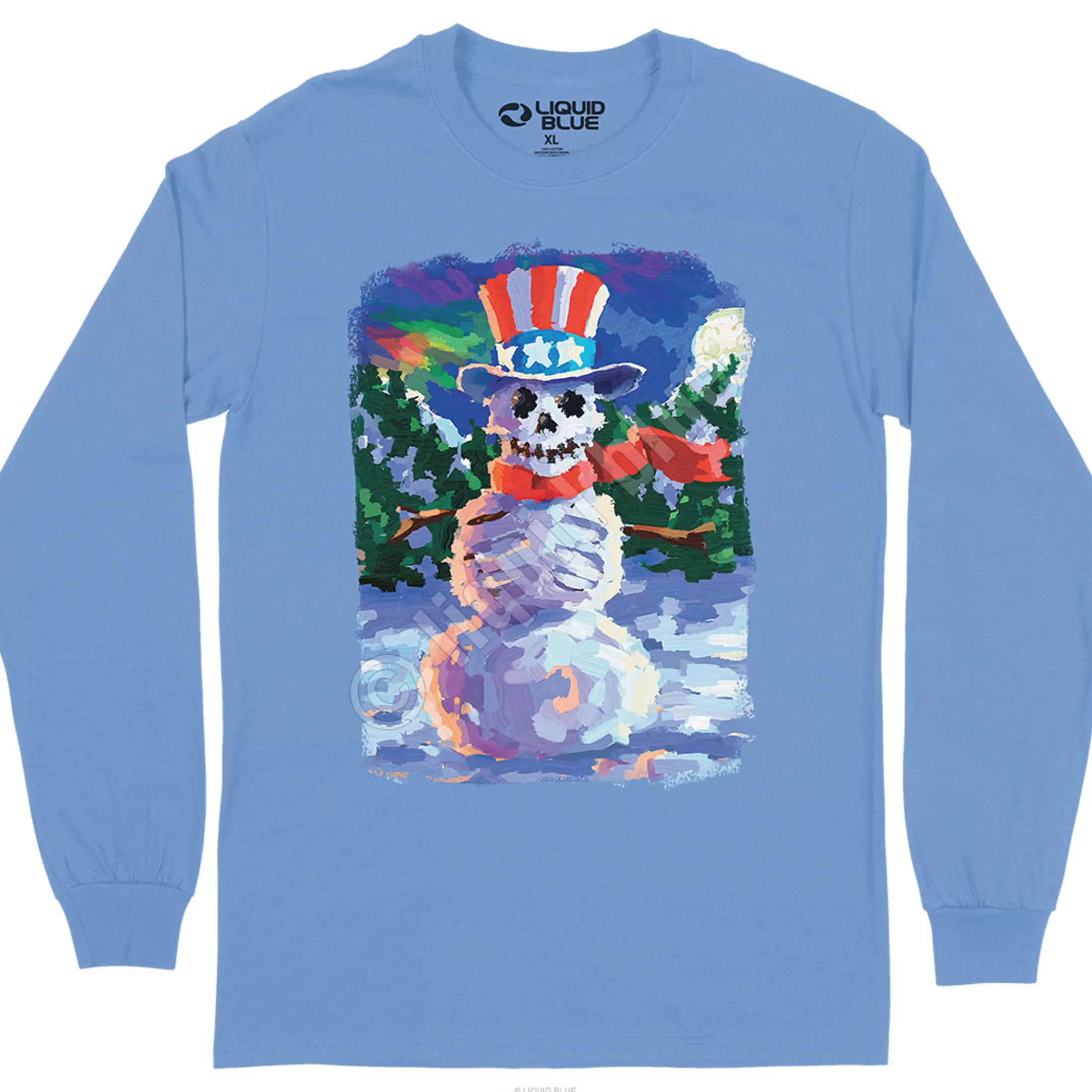 Long Sleeve | Snowman Skeleton<Liquid Blue Snowman Skeleton Long Sleeve T-Shirt