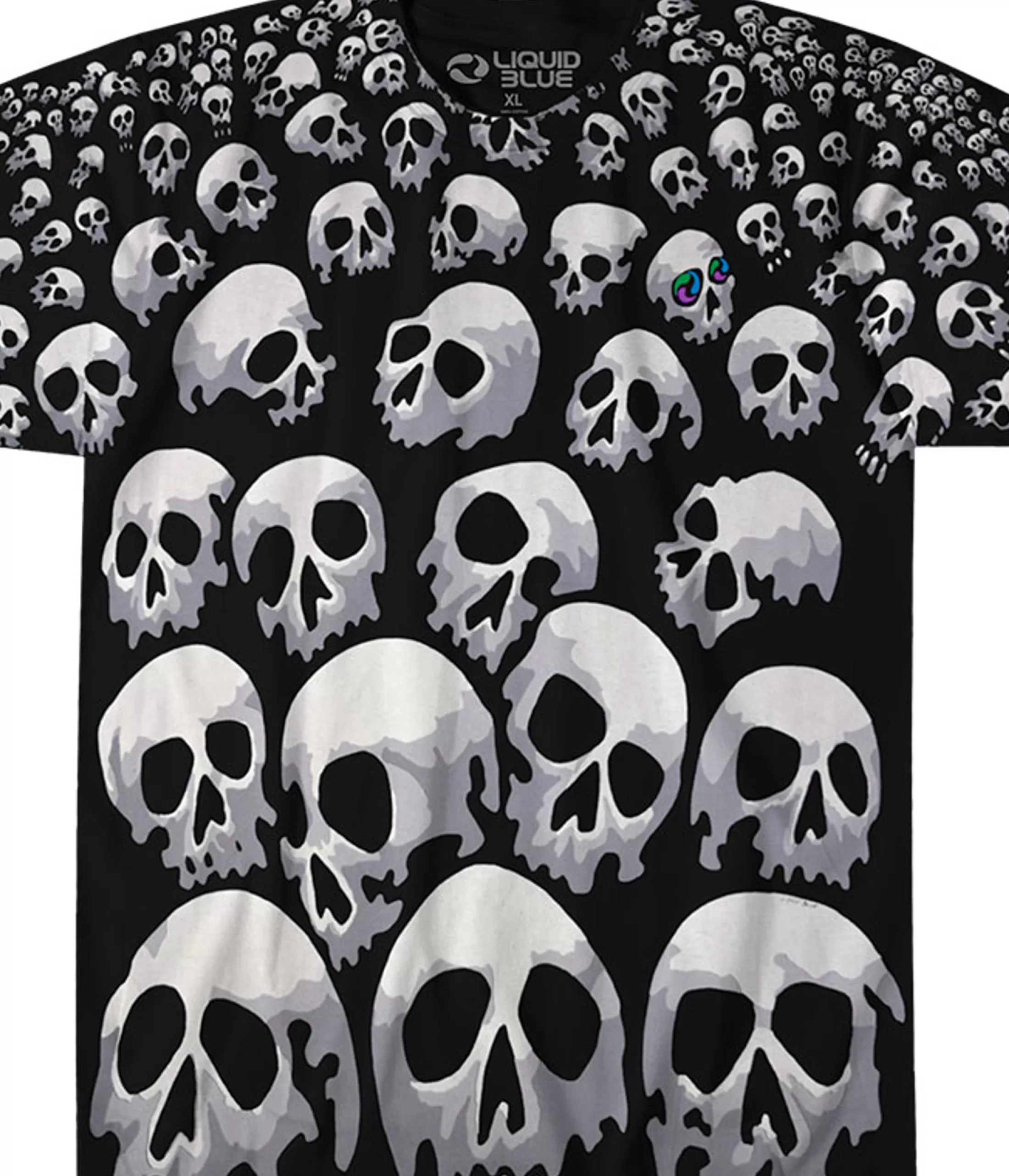 T-Shirt | Halloween<Liquid Blue Son Of Skulls Black T-Shirt