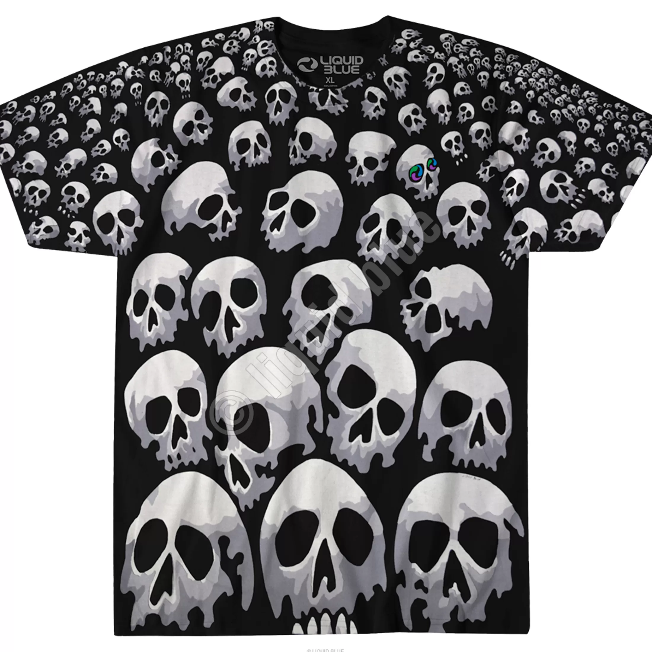 T-Shirt | Halloween<Liquid Blue Son Of Skulls Black T-Shirt