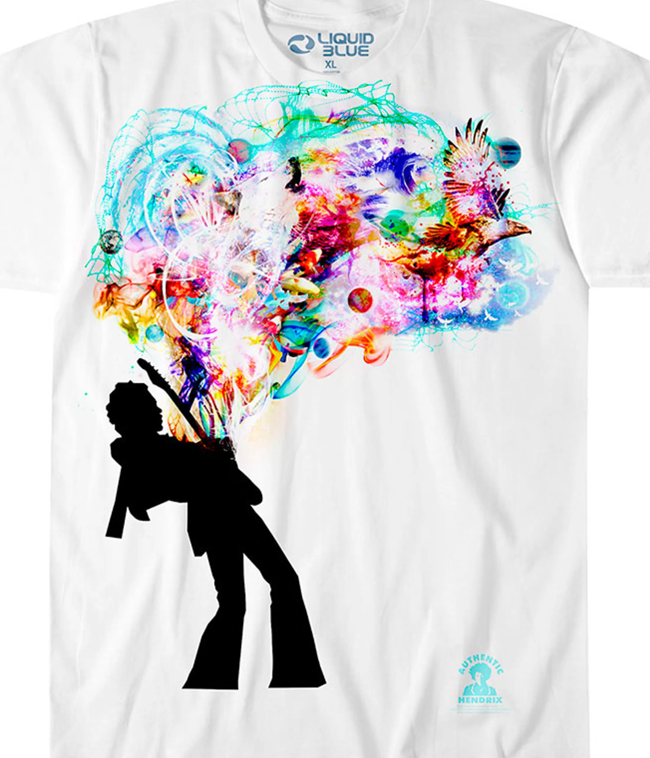 T-Shirt | Jimi Hendrix<Liquid Blue Soul Explosion White T-Shirt