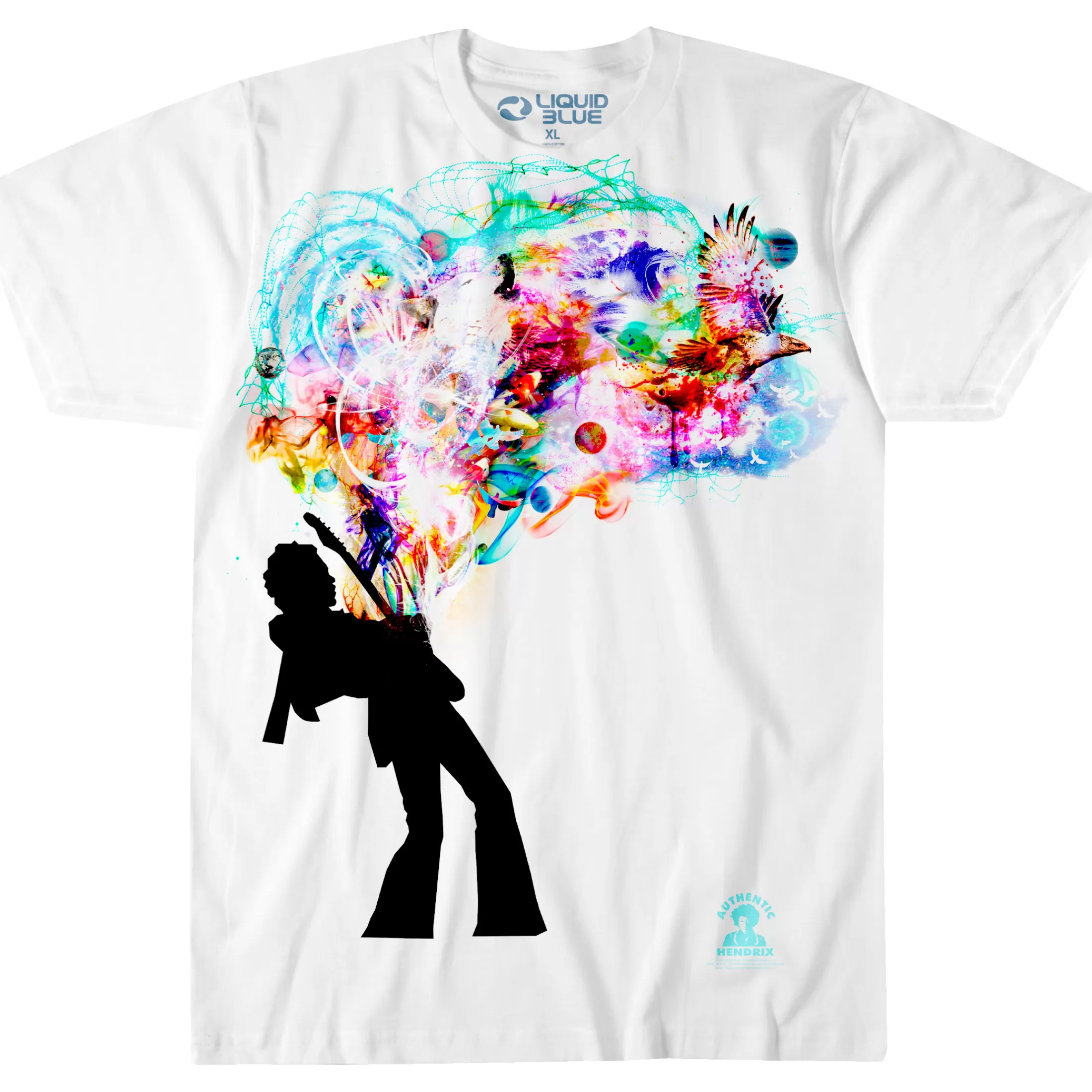 T-Shirt | Jimi Hendrix<Liquid Blue Soul Explosion White T-Shirt