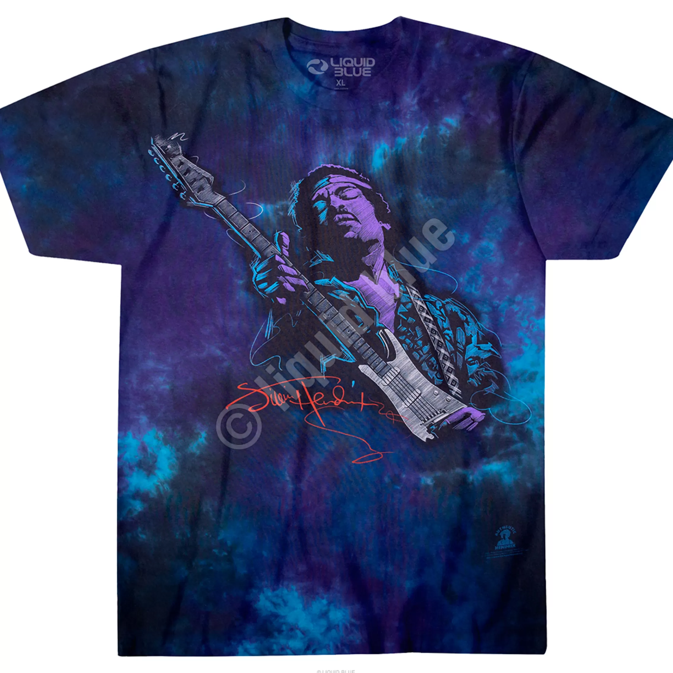 T-Shirt | Jimi Hendrix<Liquid Blue Soul Power Tie-Dye T-Shirt