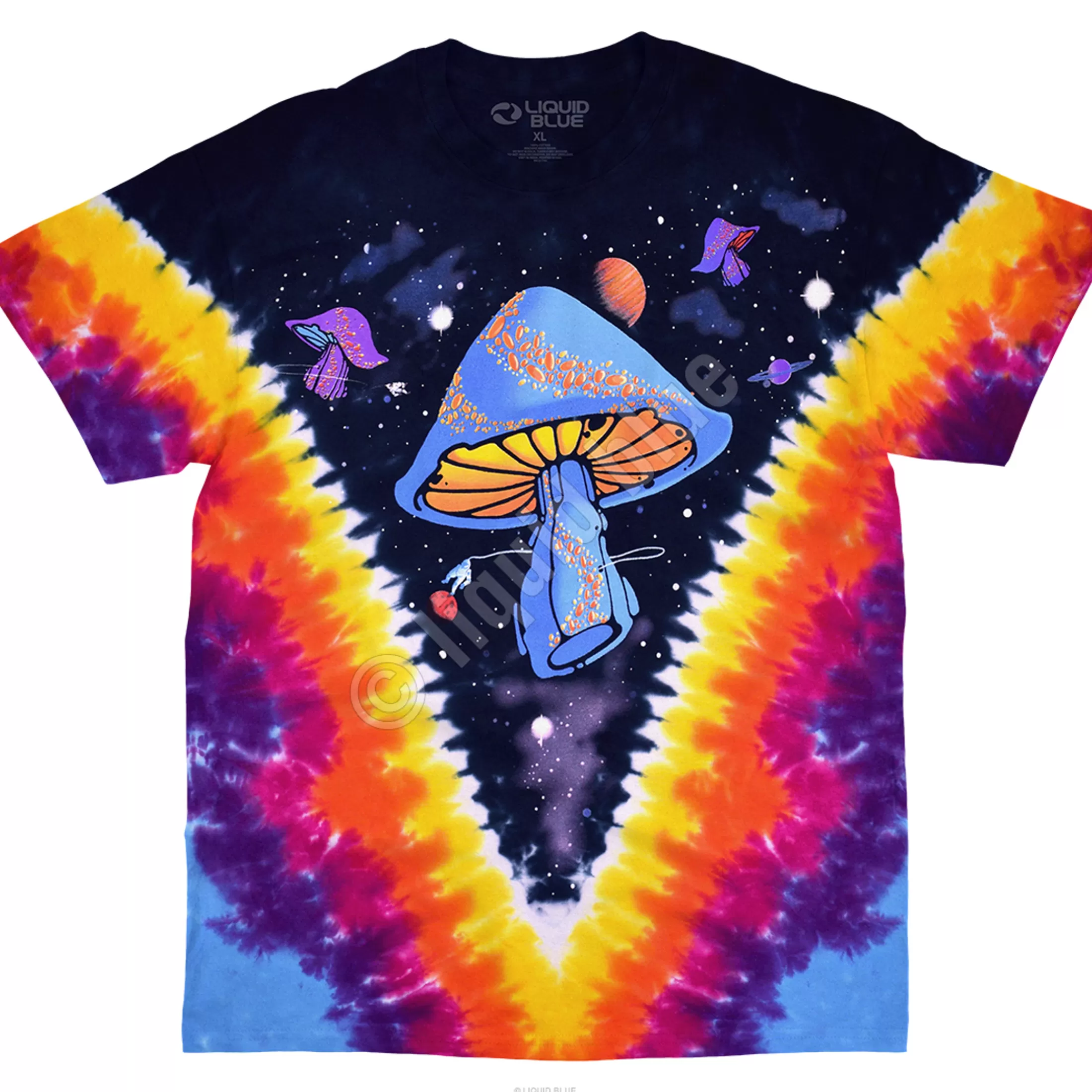 T-Shirt | Light Fantasy<Liquid Blue Space Shrooms Tie-Dye T-Shirt