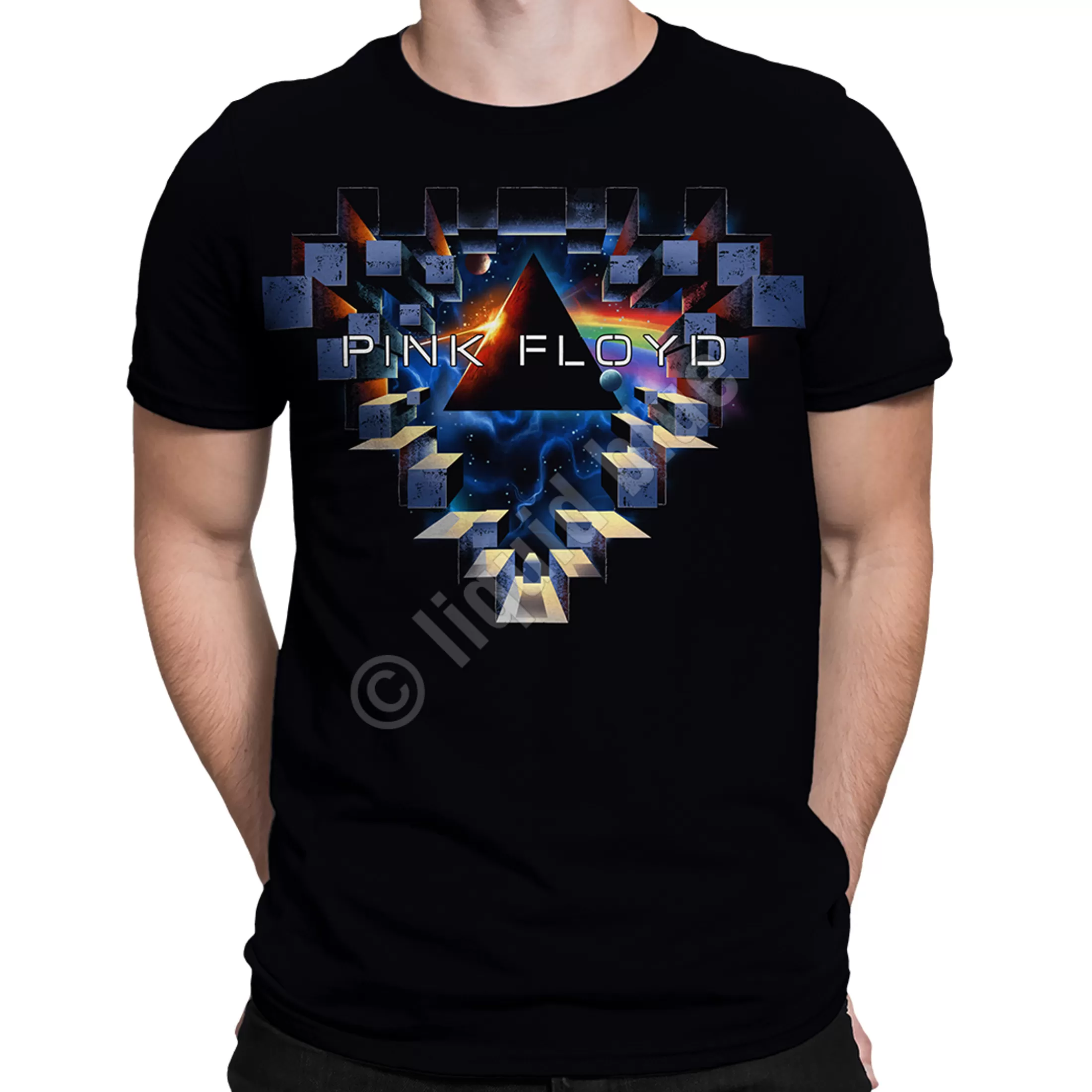 Athletic T-Shirt | Pink Floyd<Liquid Blue Space Window Black Athletic T-Shirt