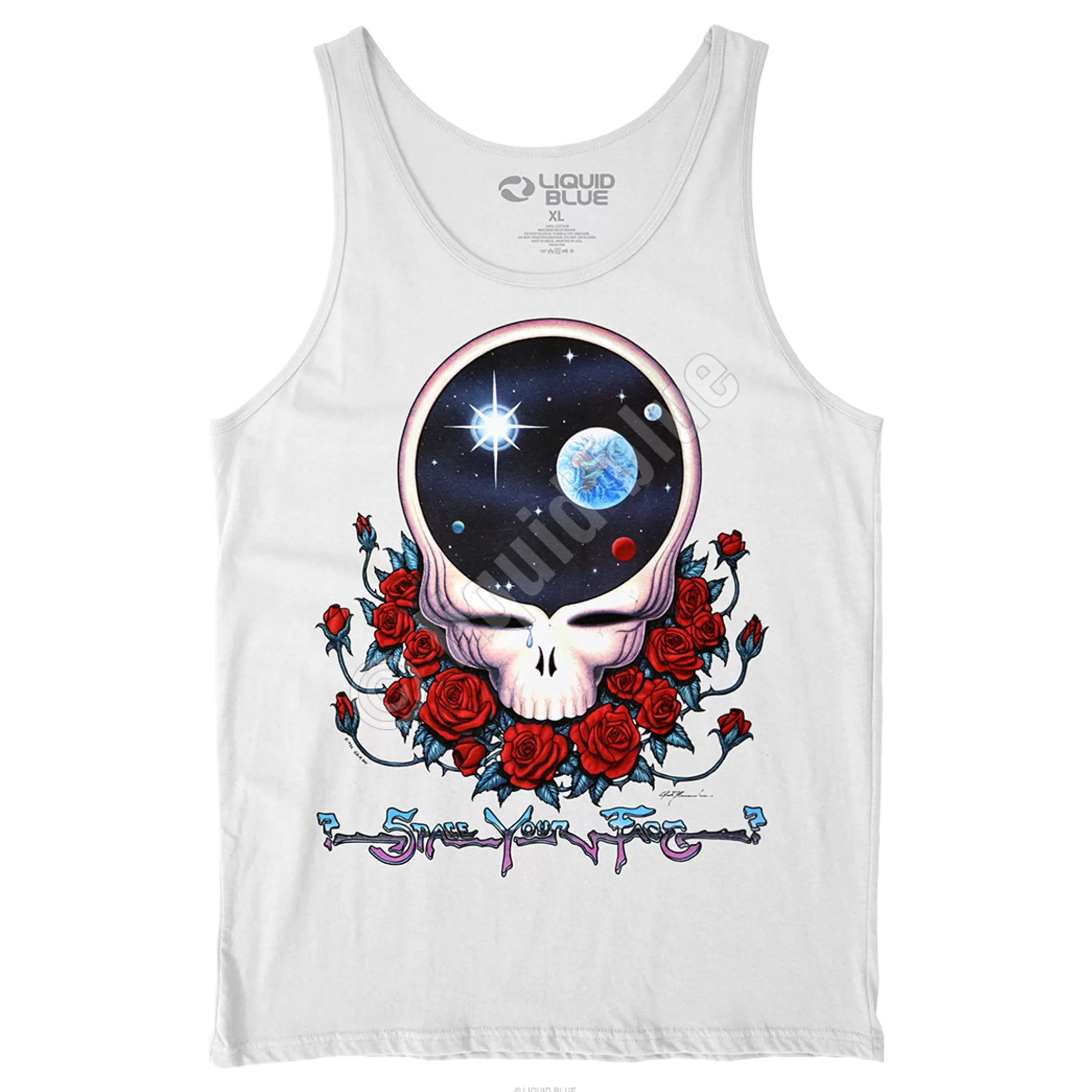 Tank Top | Grateful Dead<Liquid Blue Space Your Face White Tank Top T-Shirt