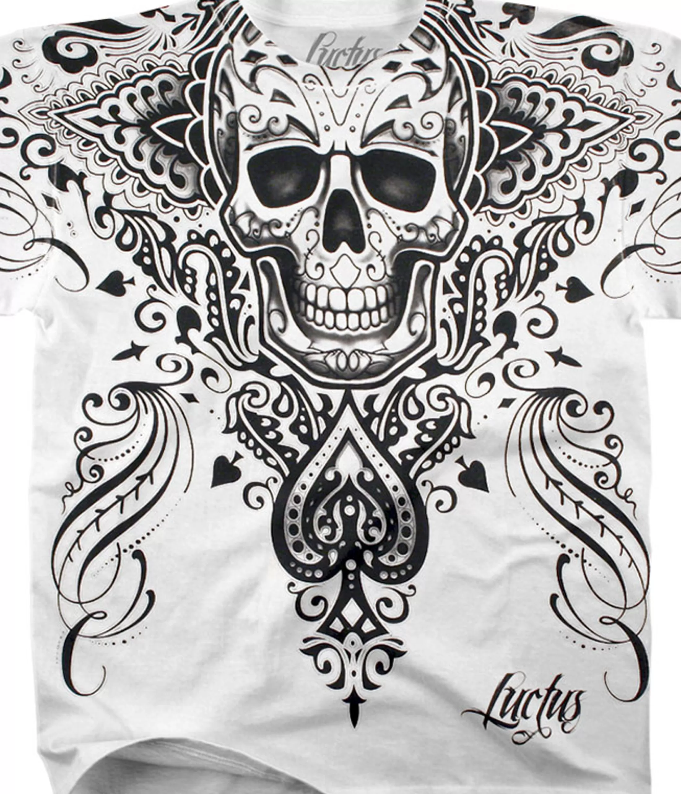 Athletic T-Shirt | Luctus<Liquid Blue Spade Skull White Athletic T-Shirt