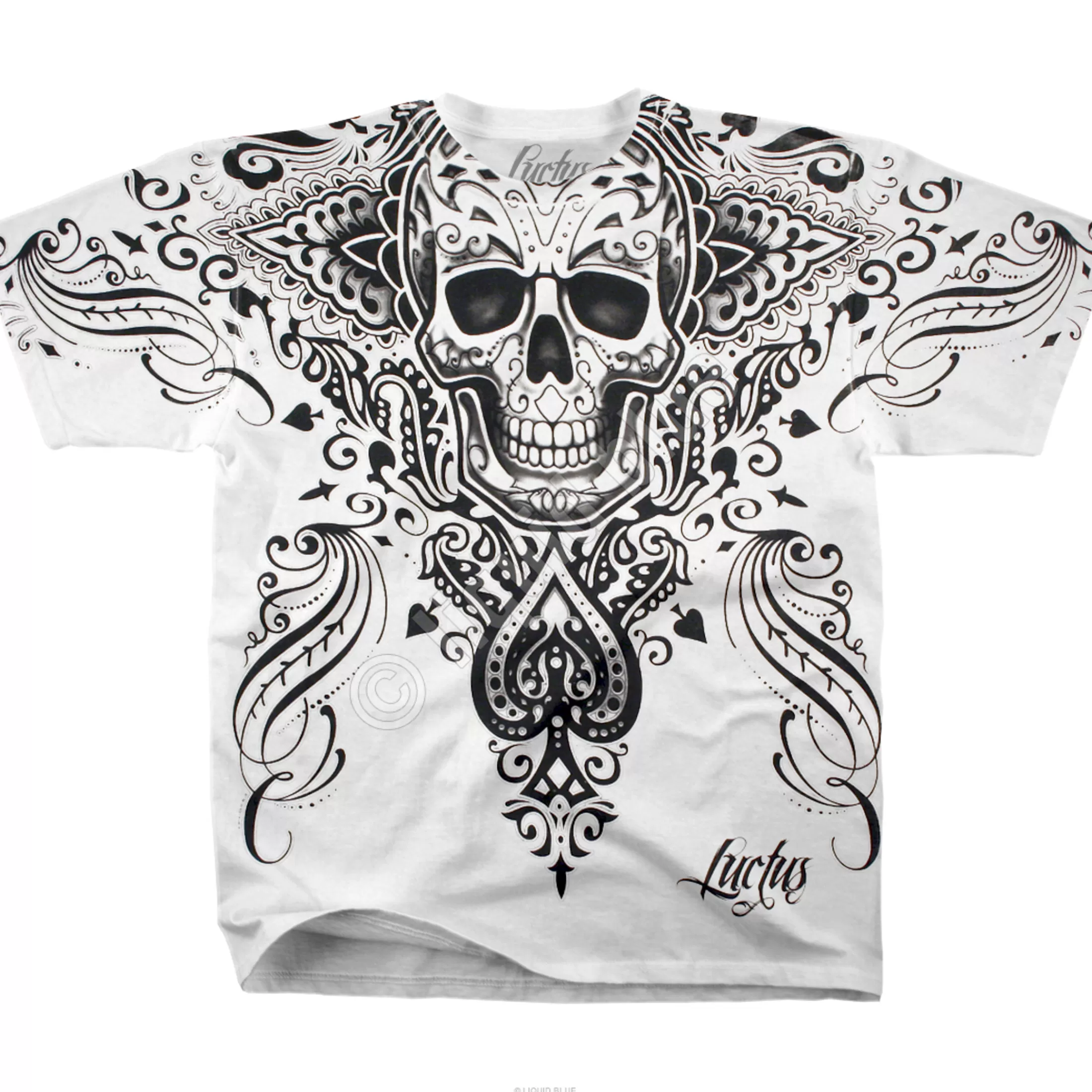 Athletic T-Shirt | Luctus<Liquid Blue Spade Skull White Athletic T-Shirt