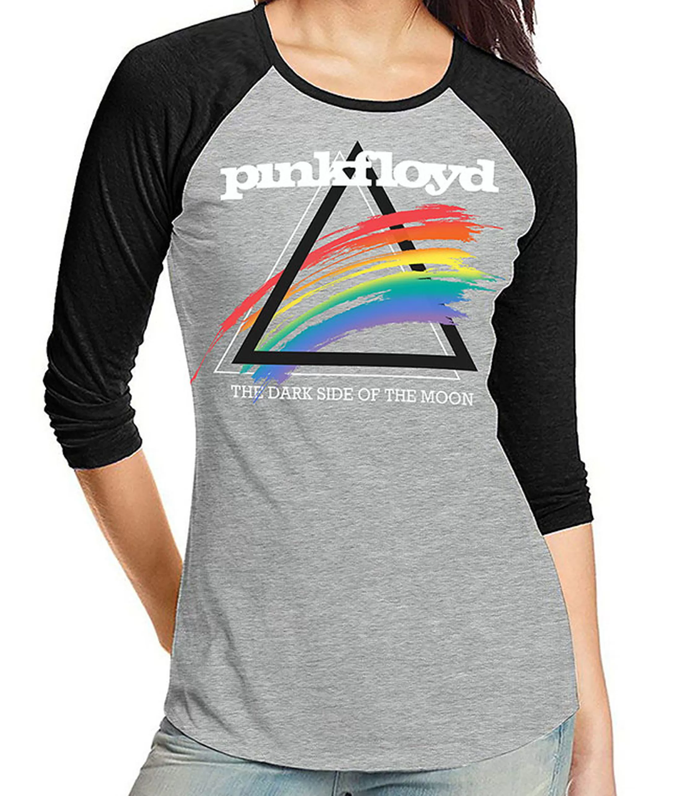 Pink Floyd<Liquid Blue Spectrum Splash Womens Raglan Heather Grey T-Shirt