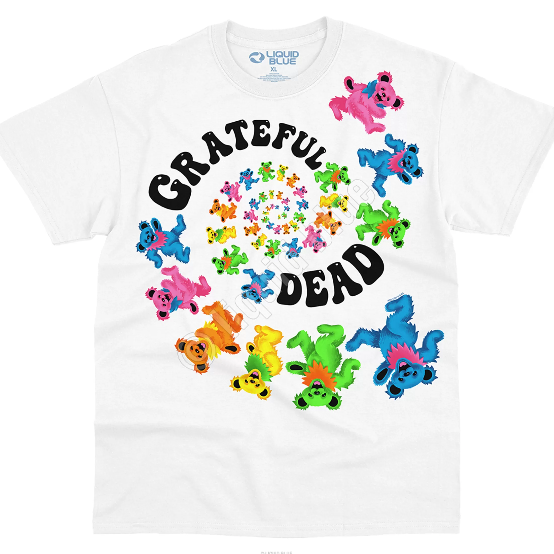 T-Shirt | Grateful Dead<Liquid Blue Spiral Bears 3.0 White T-Shirt